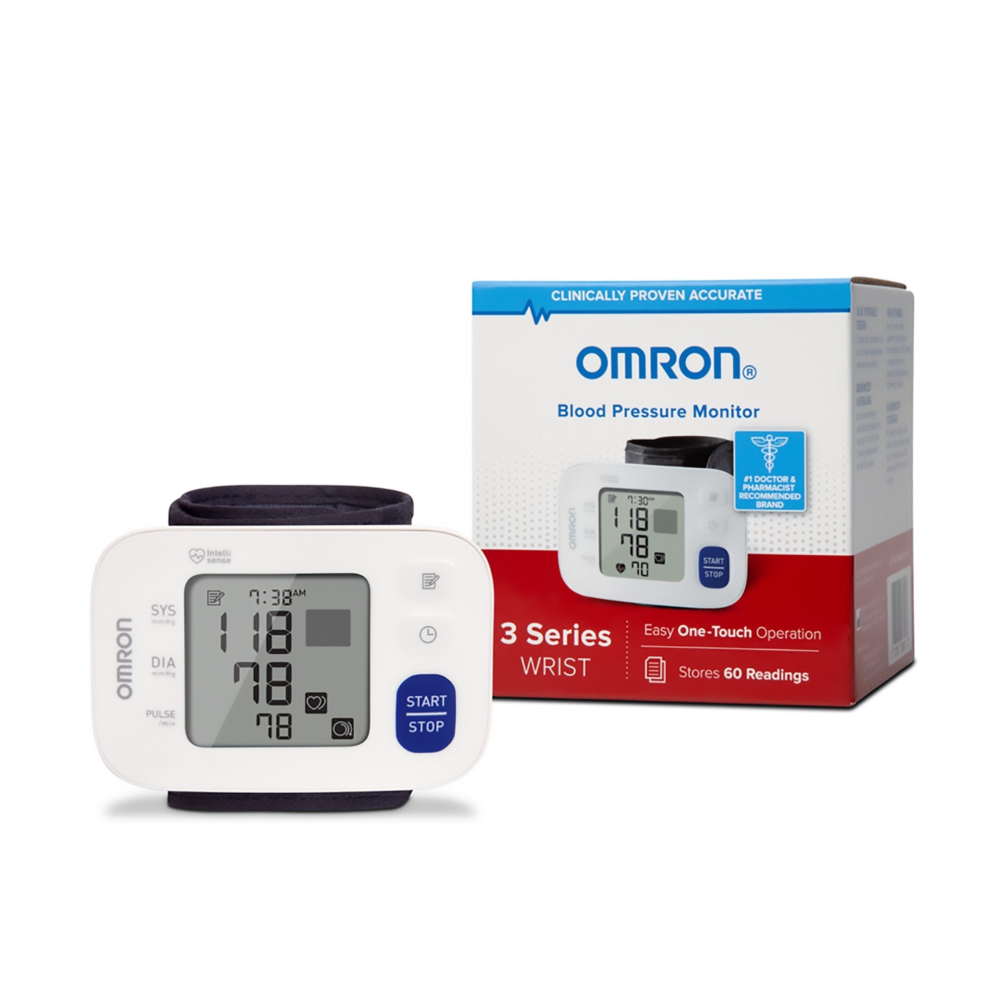 Omron 3 Series Digital Blood Pressure Wrist Unit, Automatic Inflation, Adult, Large Cuff (1 Unit)