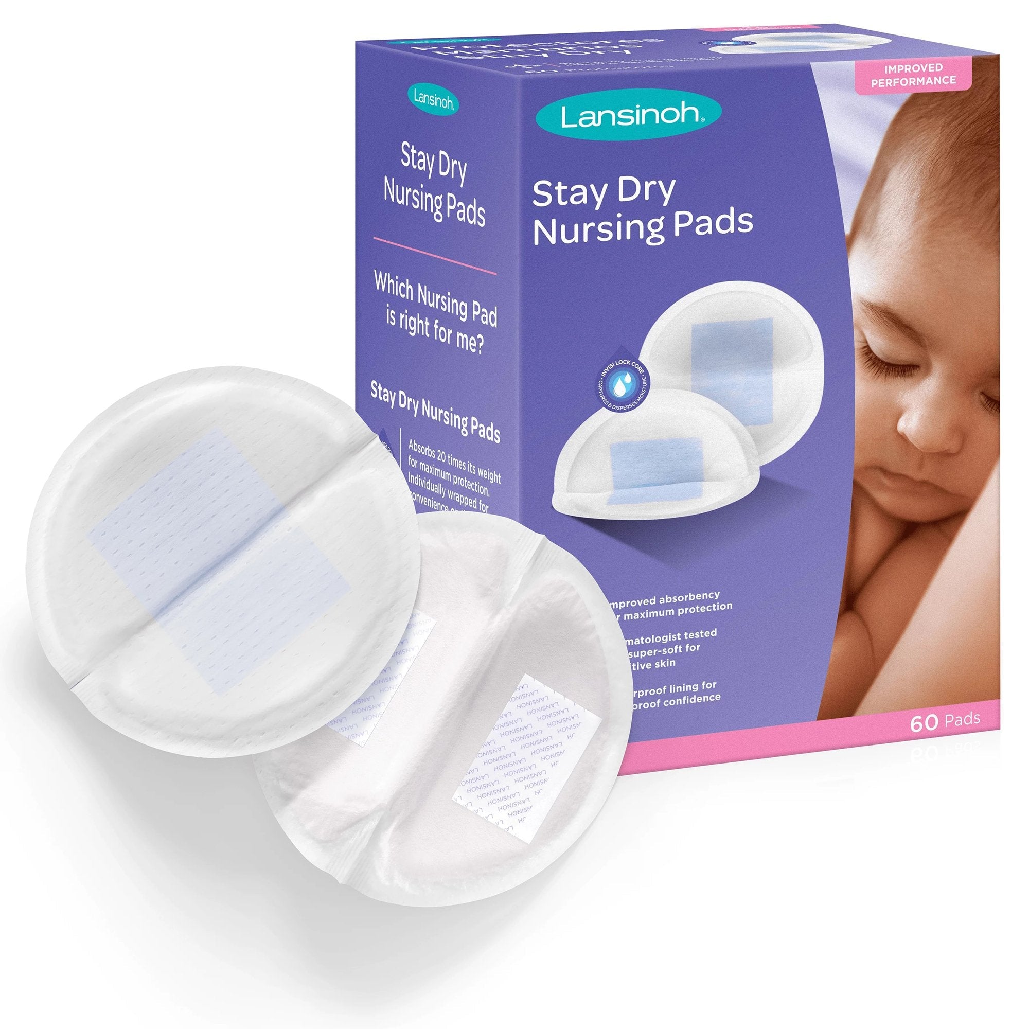 Nursing Pad Lansinoh® Stay Dry One Size Fits Most Disposable (60 Units)