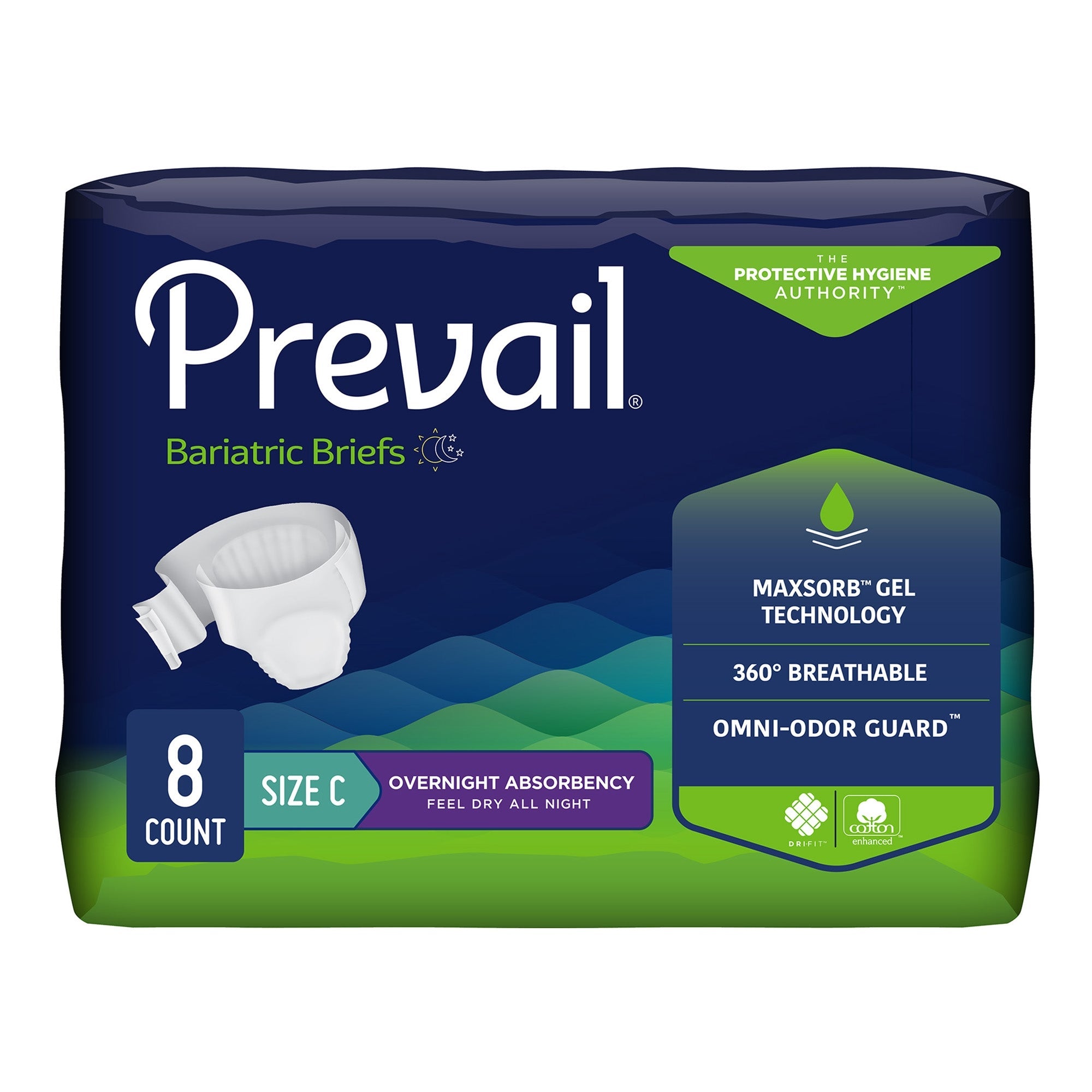 Prevail® Bariatric Briefs Unisex Heavy Absorbency Size C - 4 Pack