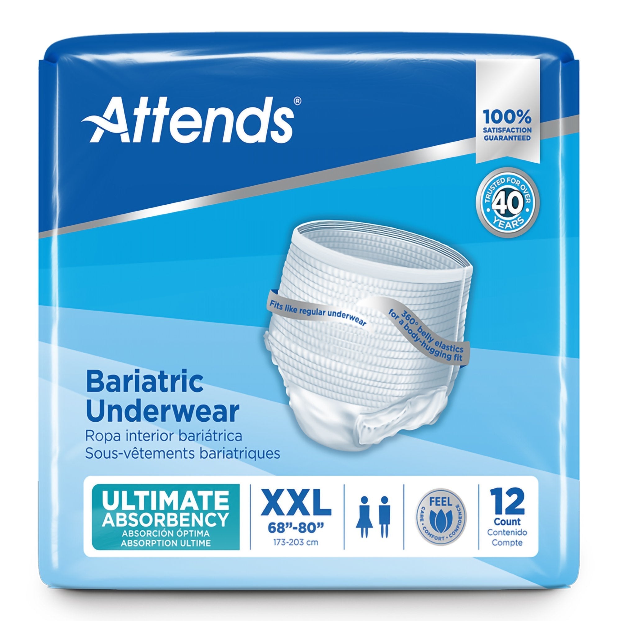 Attends Bariatric 2XL Protective Underwear - 12 Pack Leak Protection