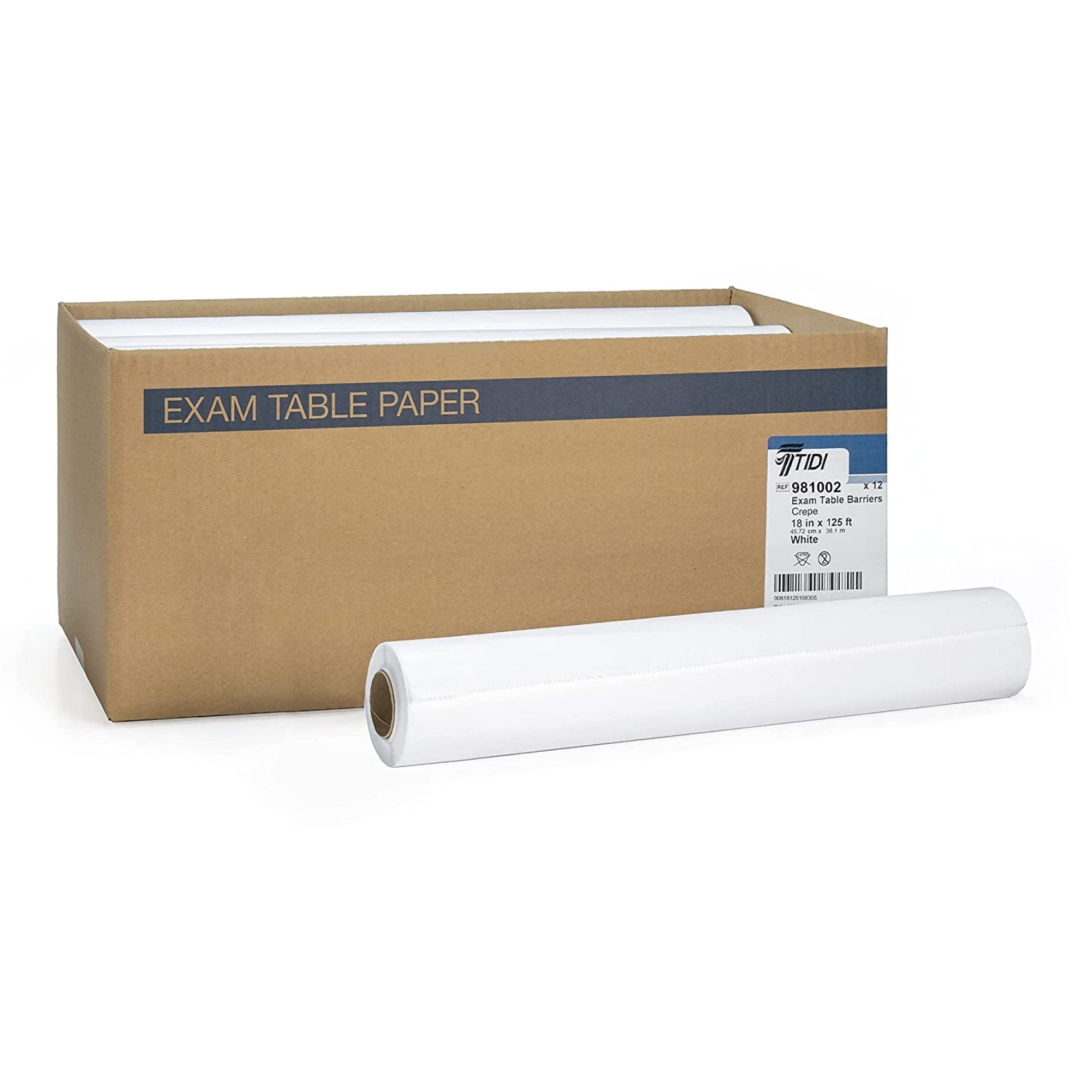 Tidi® Everyday Crepe Table Paper, 18 Inch x 125 Foot, White (12 Units)