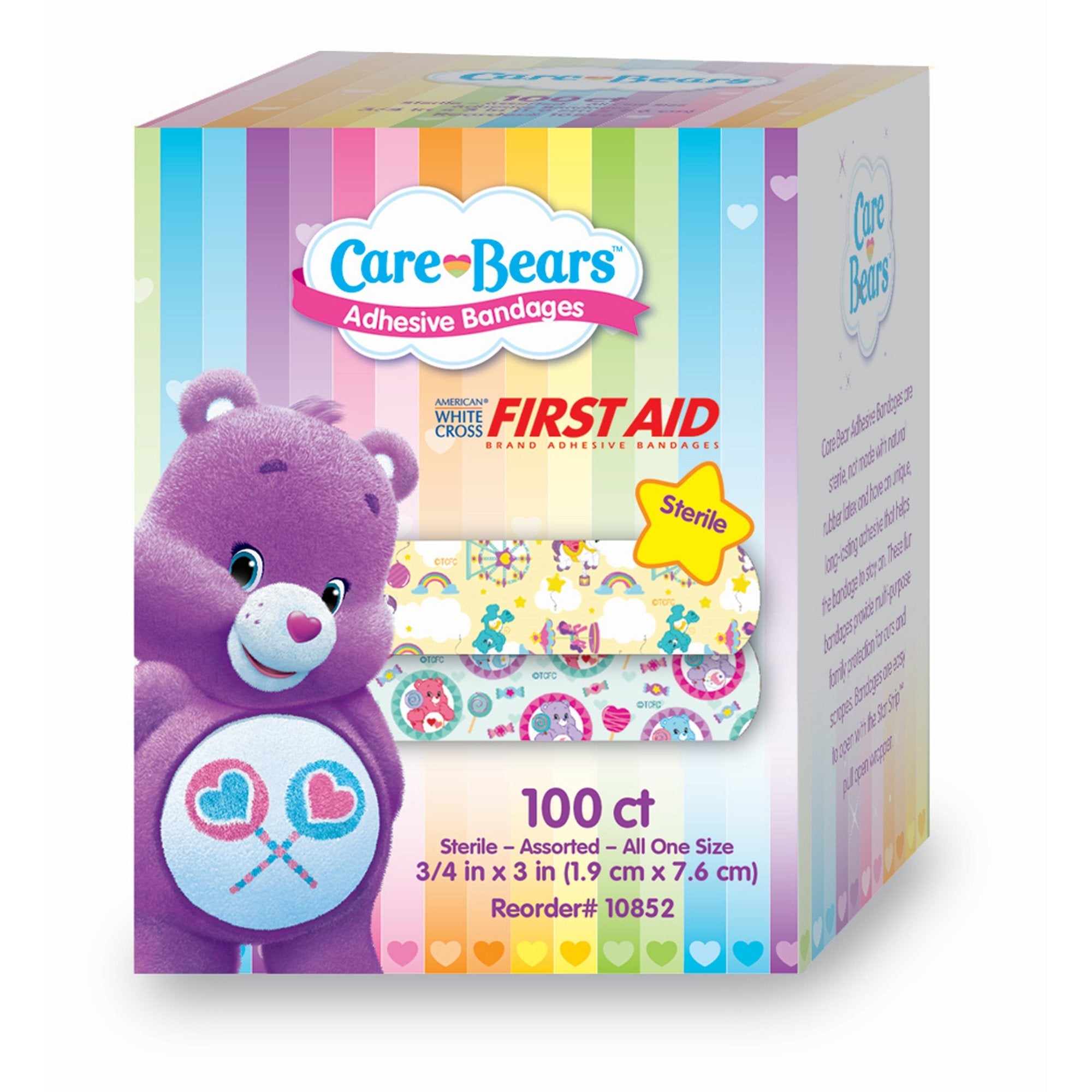 American® White Cross Stat Strip® Kid Design (Care Bears) Adhesive Strip, 3/4 x 3 Inch (100 Units)