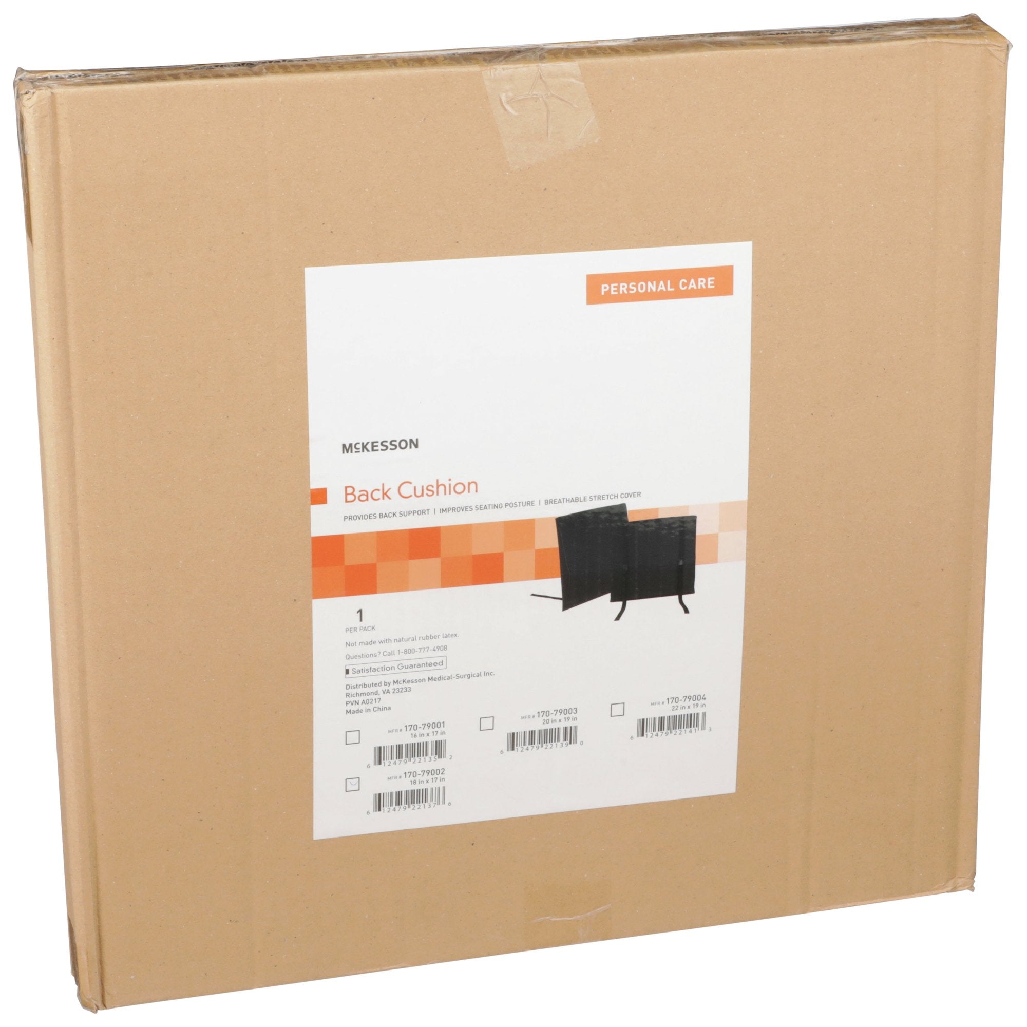 McKesson Back Support Cushion, 18W X 17D Inch, Black (1 Unit)