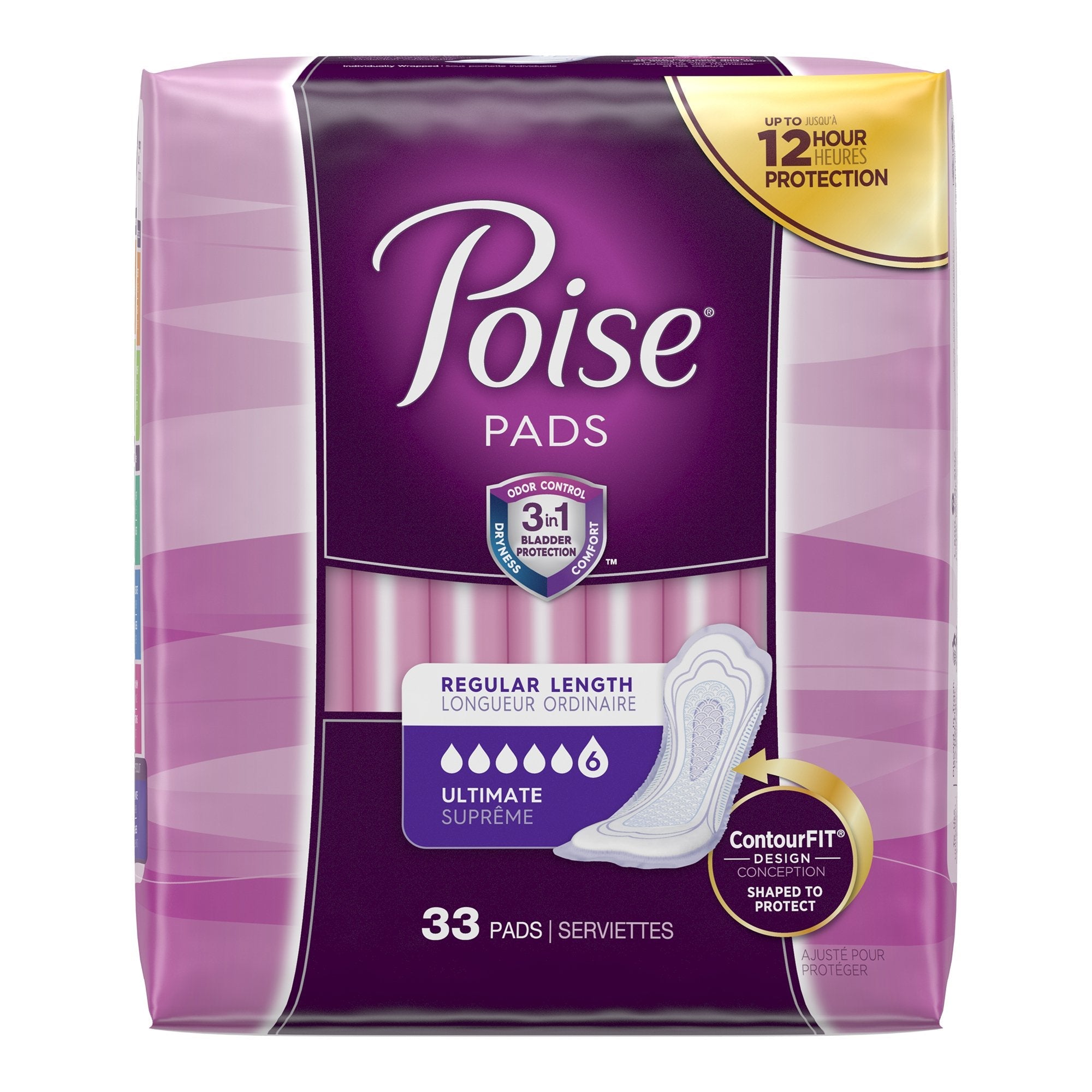 Poise Bladder Control Pads, Heavy Absorbency, Comfort Fit - 33 Pack