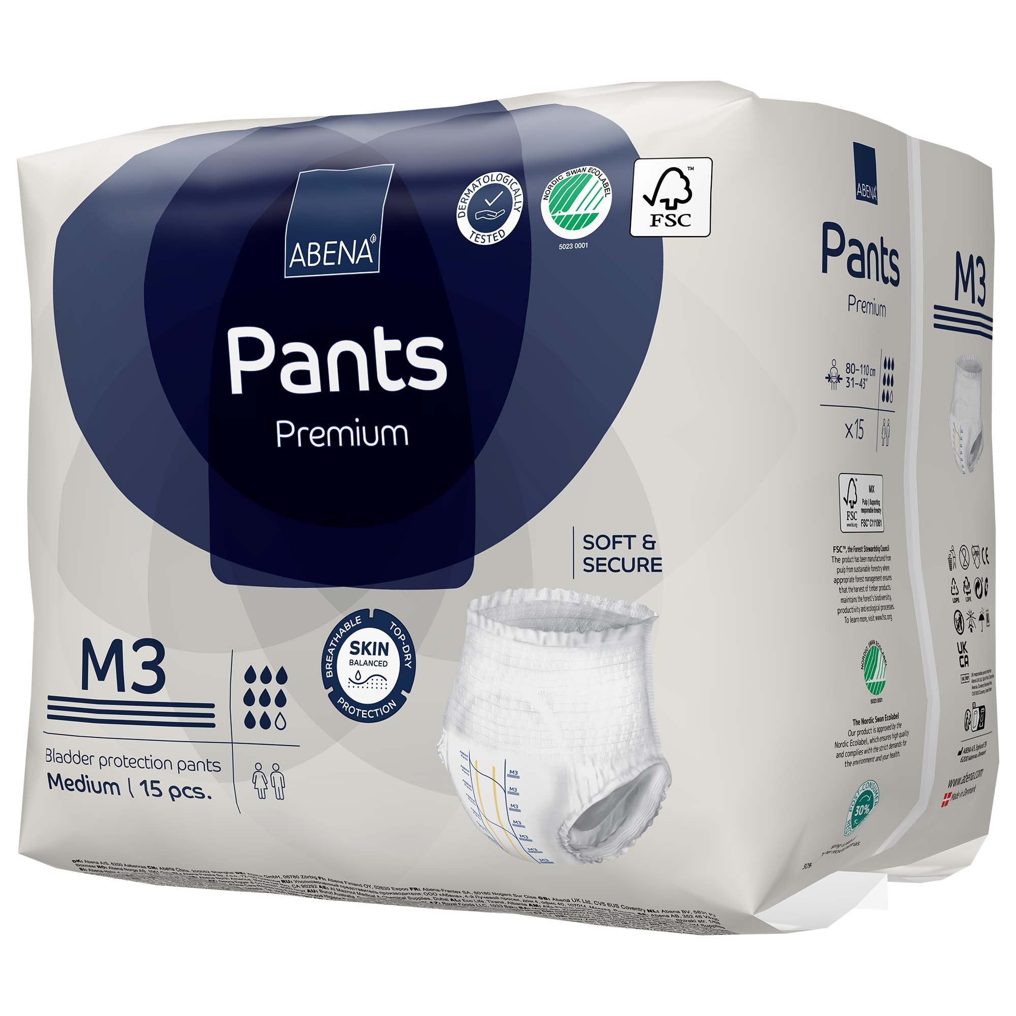 Abena® Premium Pants M3 Medium - Unisex Incontinence Briefs 15-Pack