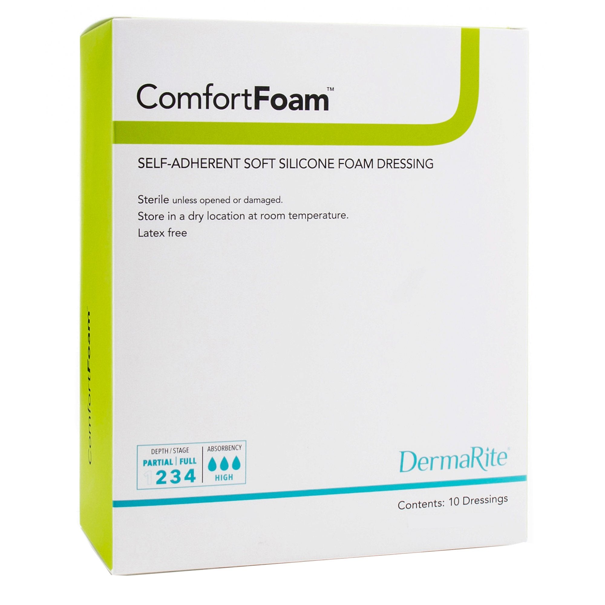 ComfortFoam™ Silicone Adhesive without Border Silicone Foam Dressing, 4 x 5 Inch (10 Units)