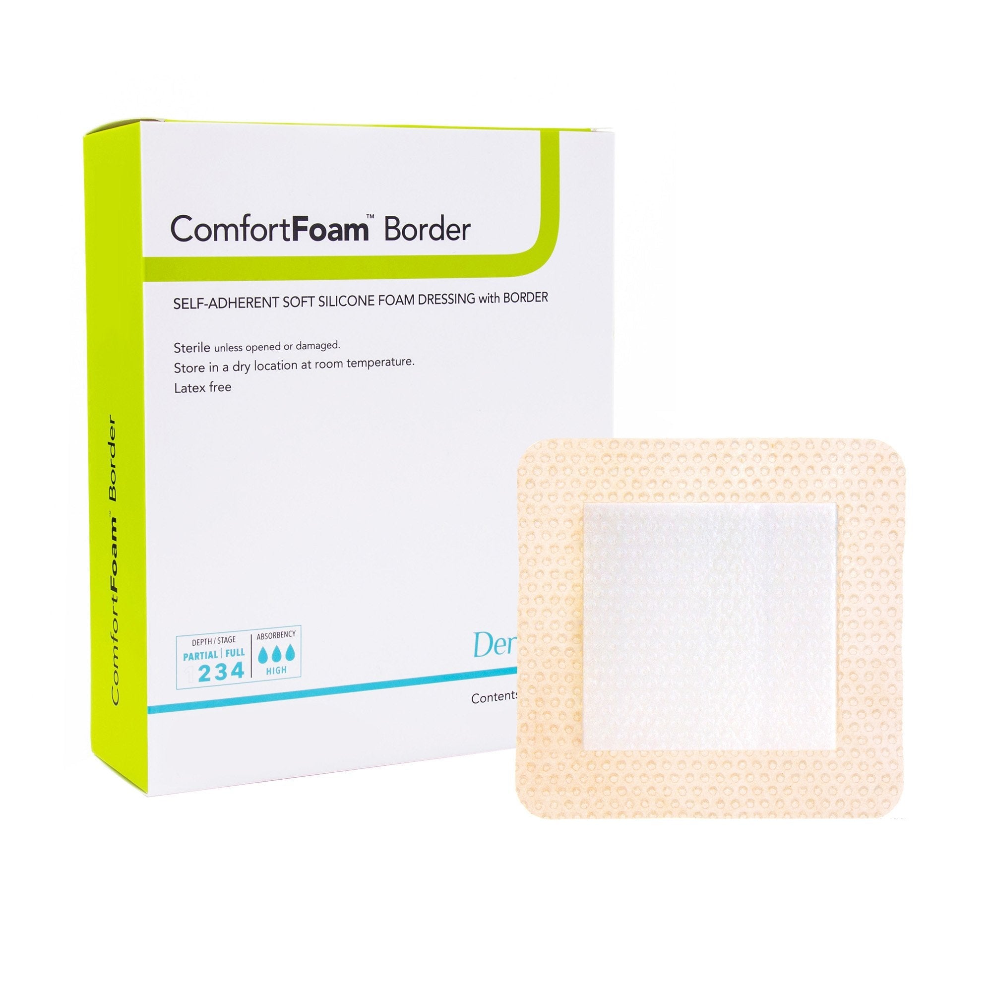 ComfortFoam™ Border Silicone Adhesive with Border Silicone Foam Dressing, 5 x 8 Inch (5 Units)