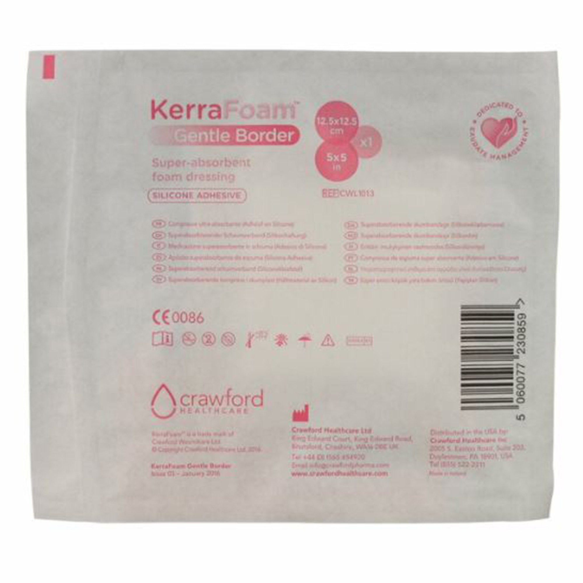 KerraFoam™ Gentle Border Silicone Foam Dressing, 5 x 5 Inch (10 Units)