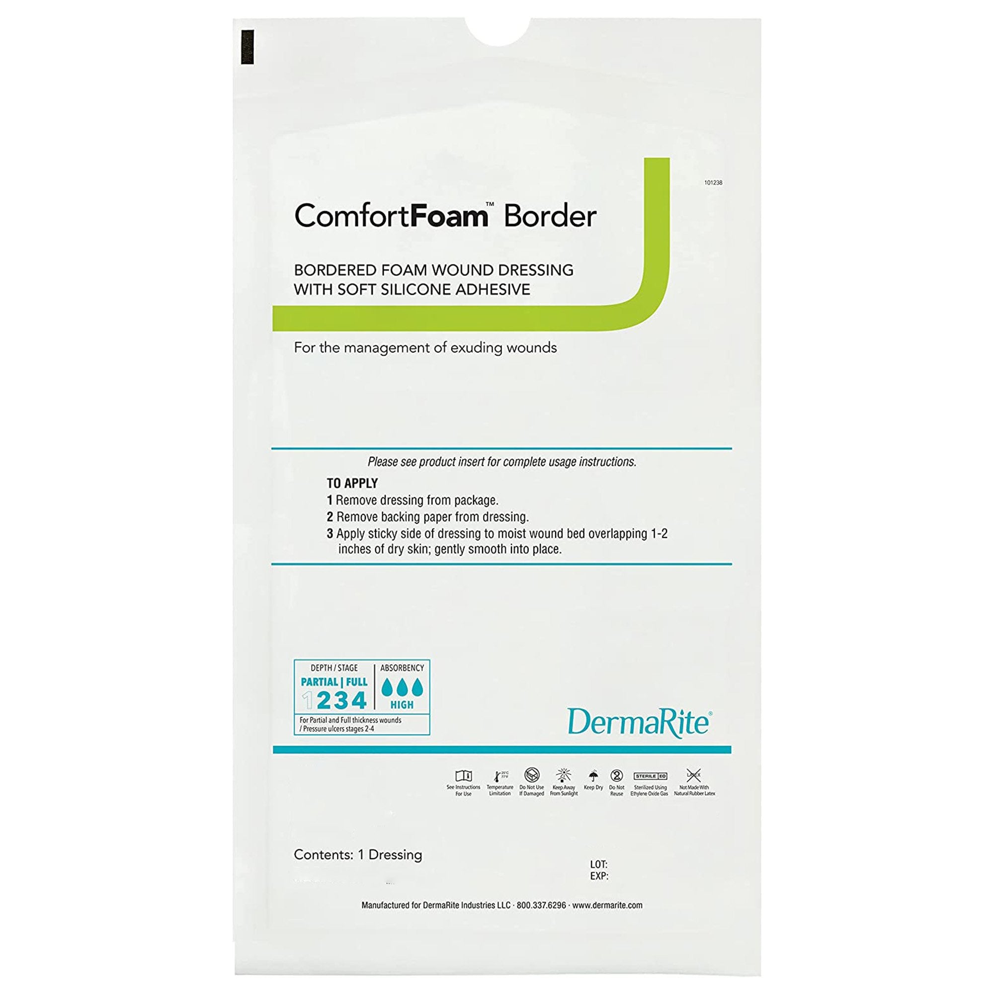 ComfortFoam™ Border Silicone Adhesive with Border Silicone Foam Dressing, 7 x 7 Inch (5 Units)