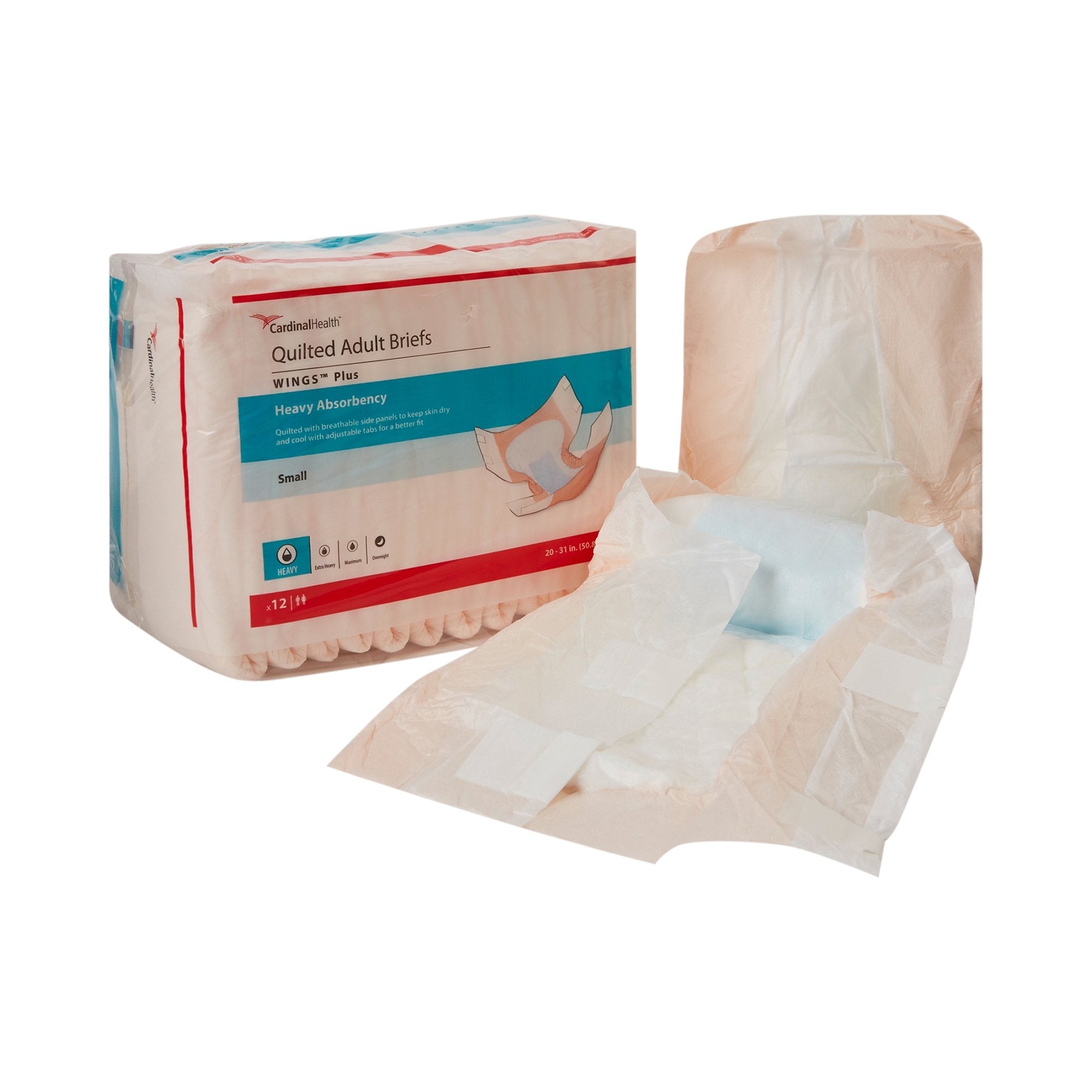 Wings™ Plus Heavy Absorbency Incontinence Brief, Small (12 Units)