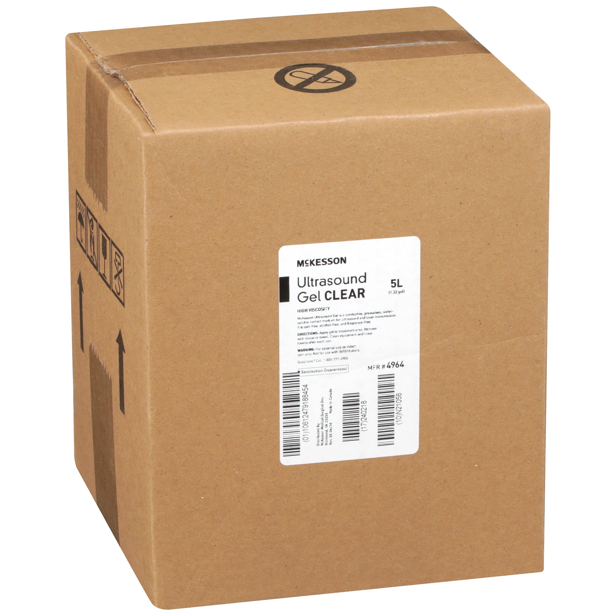 McKesson High Viscosity Ultrasound Gel, Clear, 5L Cubitainer - No Fragrance