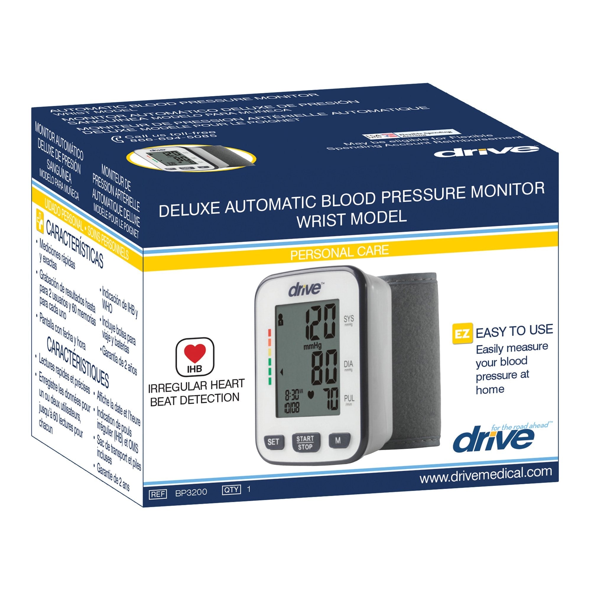 drive Medical Digital Blood Pressure Monitoring Unit, Wrist Cuff, Adult Medium (1 Unit)