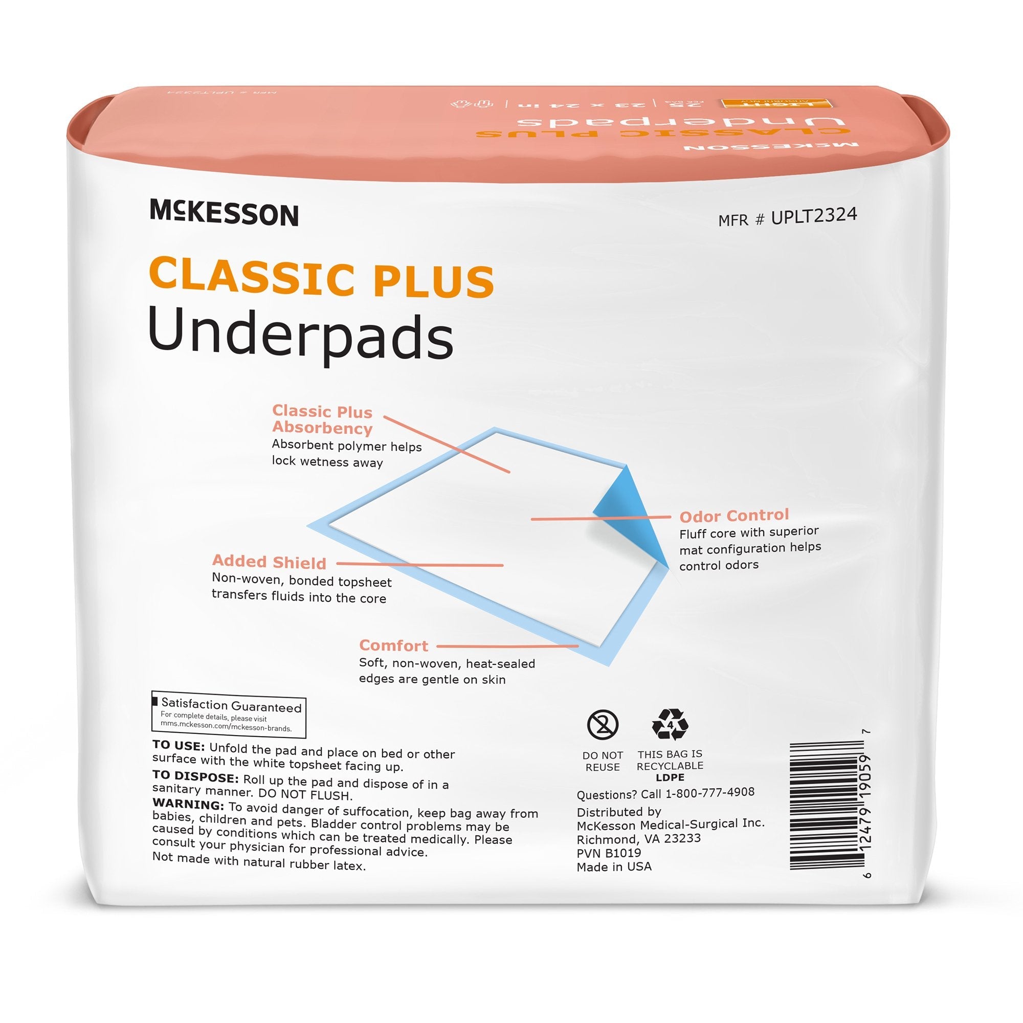 McKesson Classic Plus Underpad, 23 x 24 Inch (25 Units)