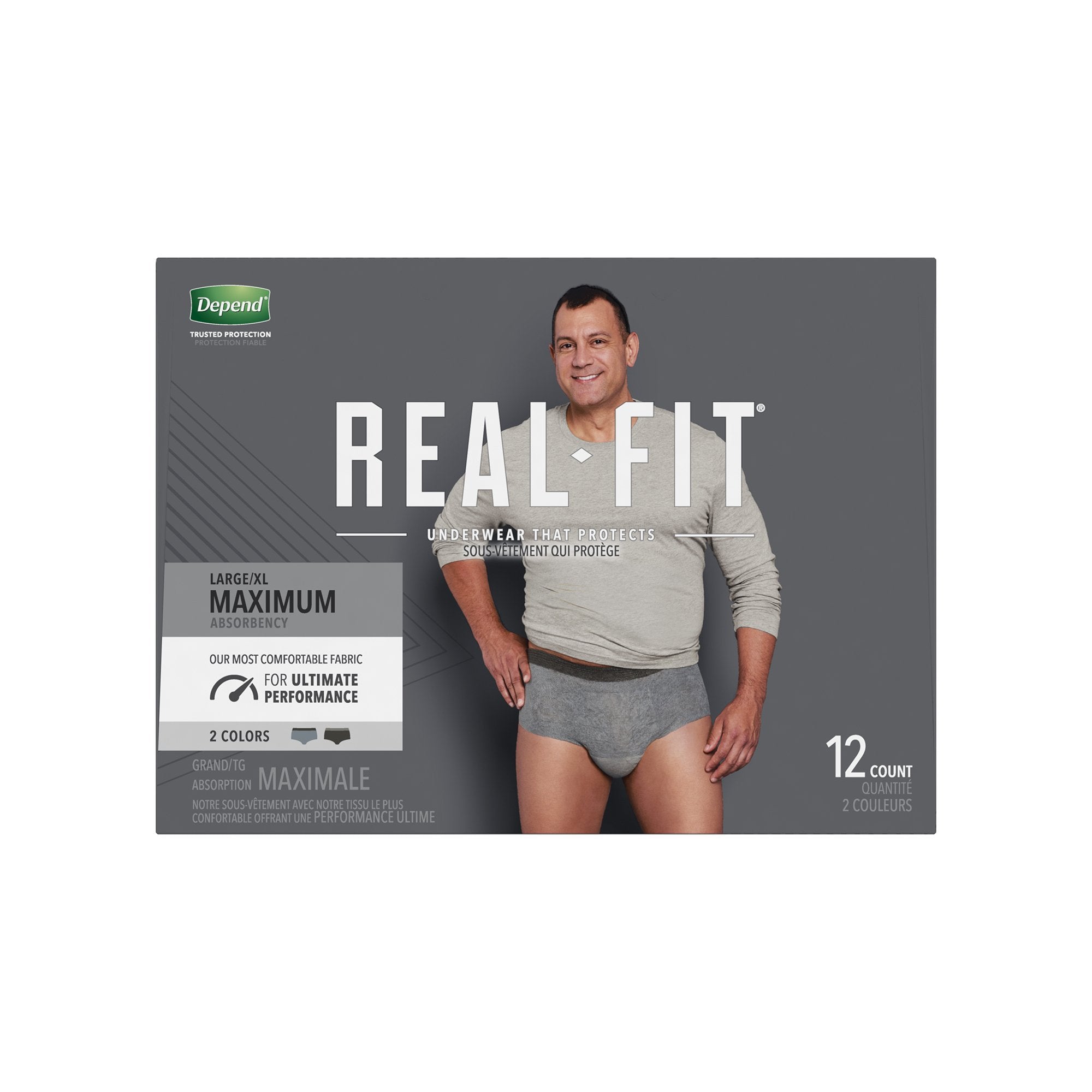 Depend® Real Fit® Maximum Absorbent Underwear, Large / Extra Large (12 Units)