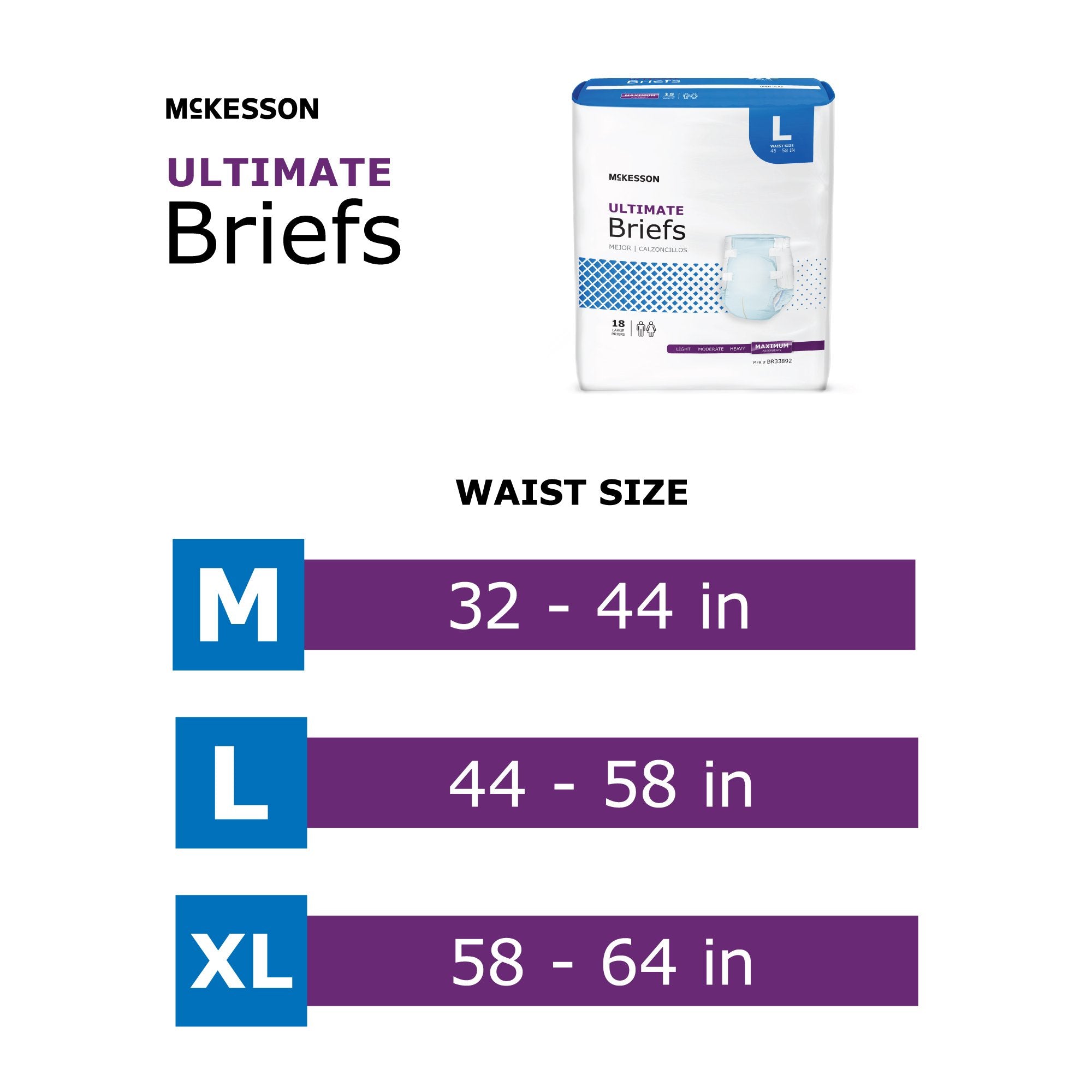 McKesson Ultimate Maximum Absorbency Incontinence Brief, Large (18 Units)