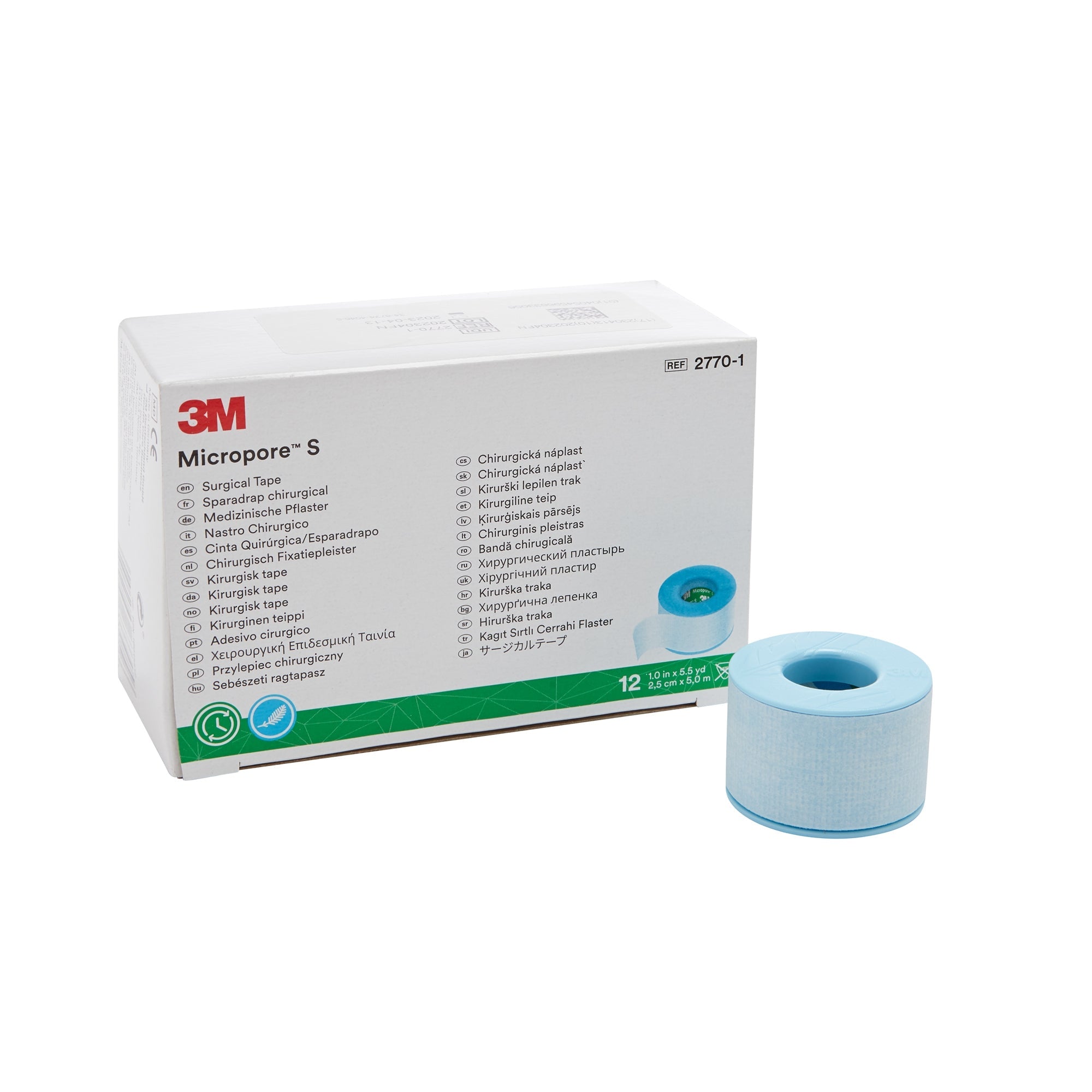 3M™ Micropore™ S Silicone Medical Tape, Blue, 1"x5.5yd - 120 Pack