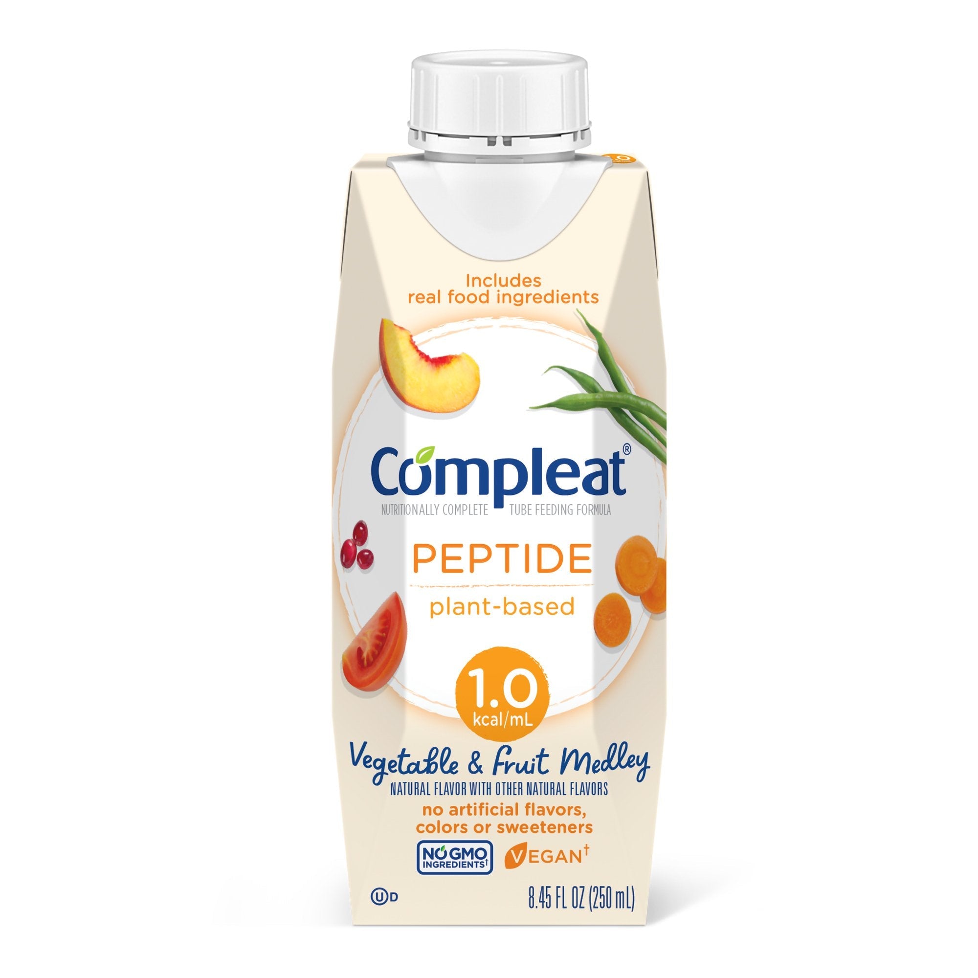 Tube Feeding Formula Compleat® Peptide 1.0 Vegetable / Fruit Medley Flavor Liquid 250 mL Reclosable Carton (24 Units)