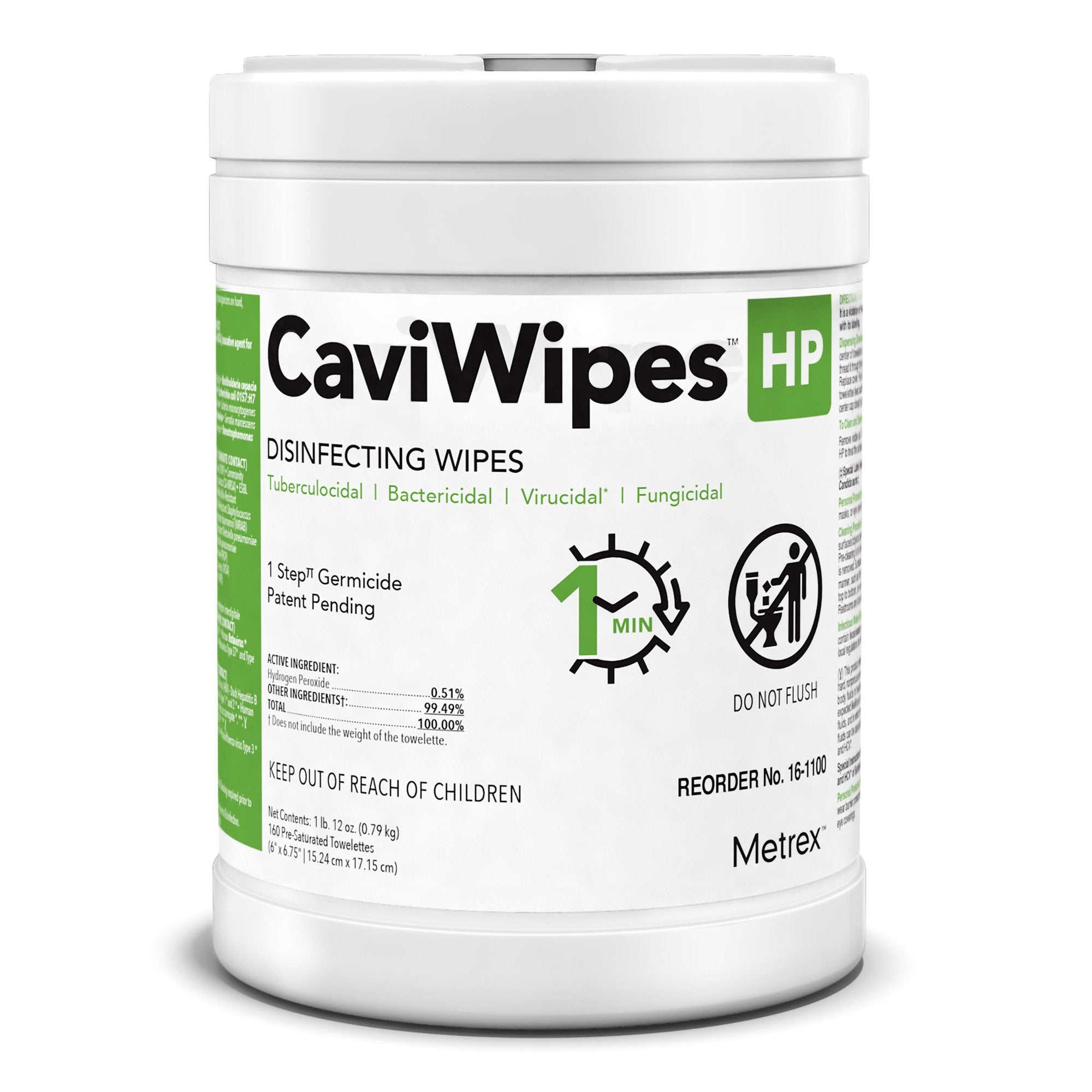 CaviWipes™ HP Surface Disinfectant Cleaner Peroxide Based Manual Pull Wipe 160 Count Canister Scented NonSterile (1 Unit)