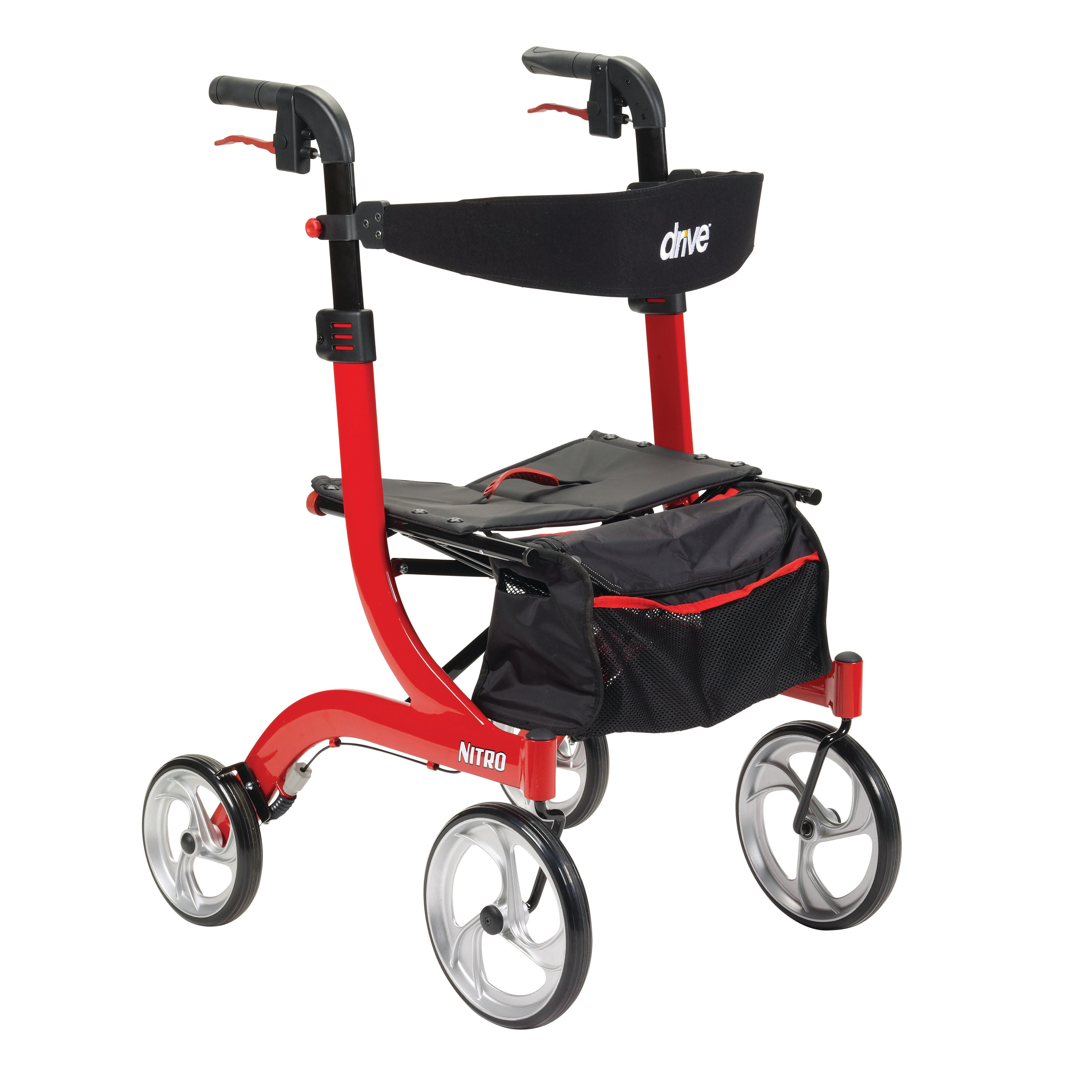 drive™ Nitro Four-Wheel Rollator, Red (1 Unit)