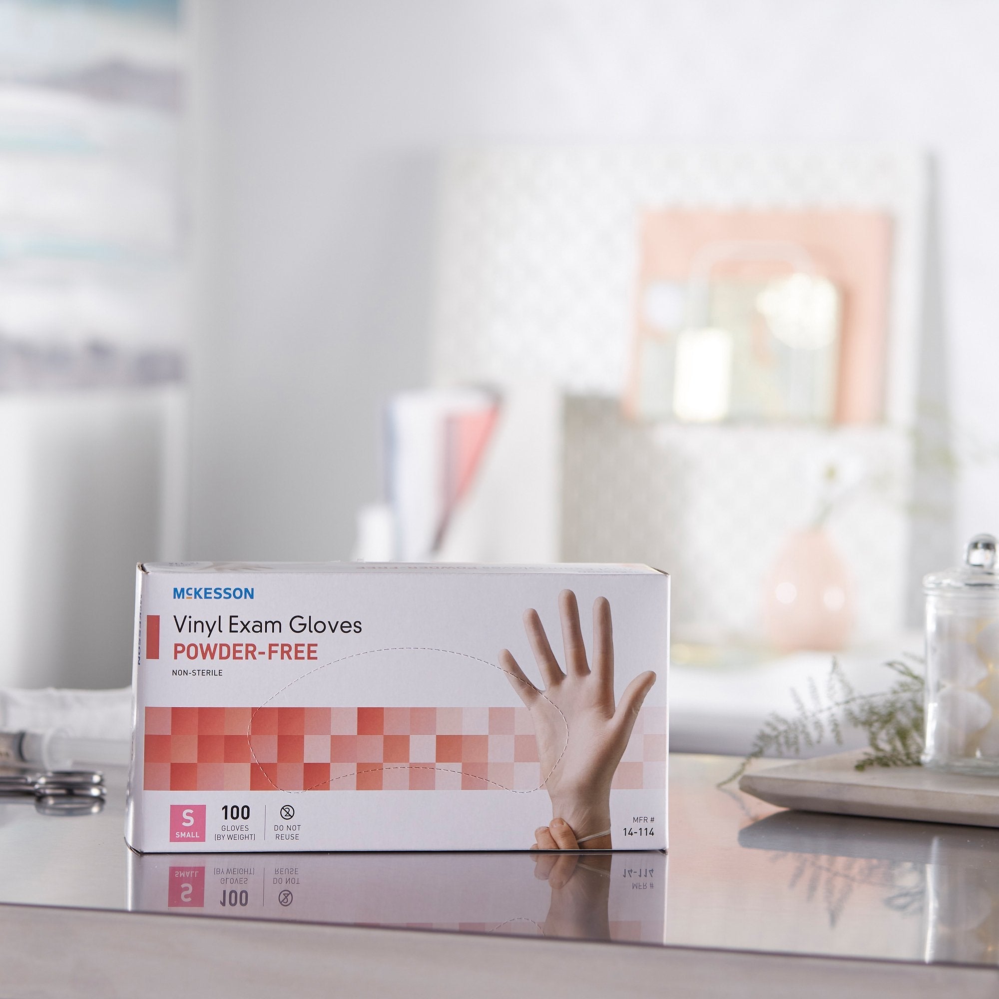 McKesson Vinyl Exam Gloves, Small Size, Clear, Smooth - 100 Pack