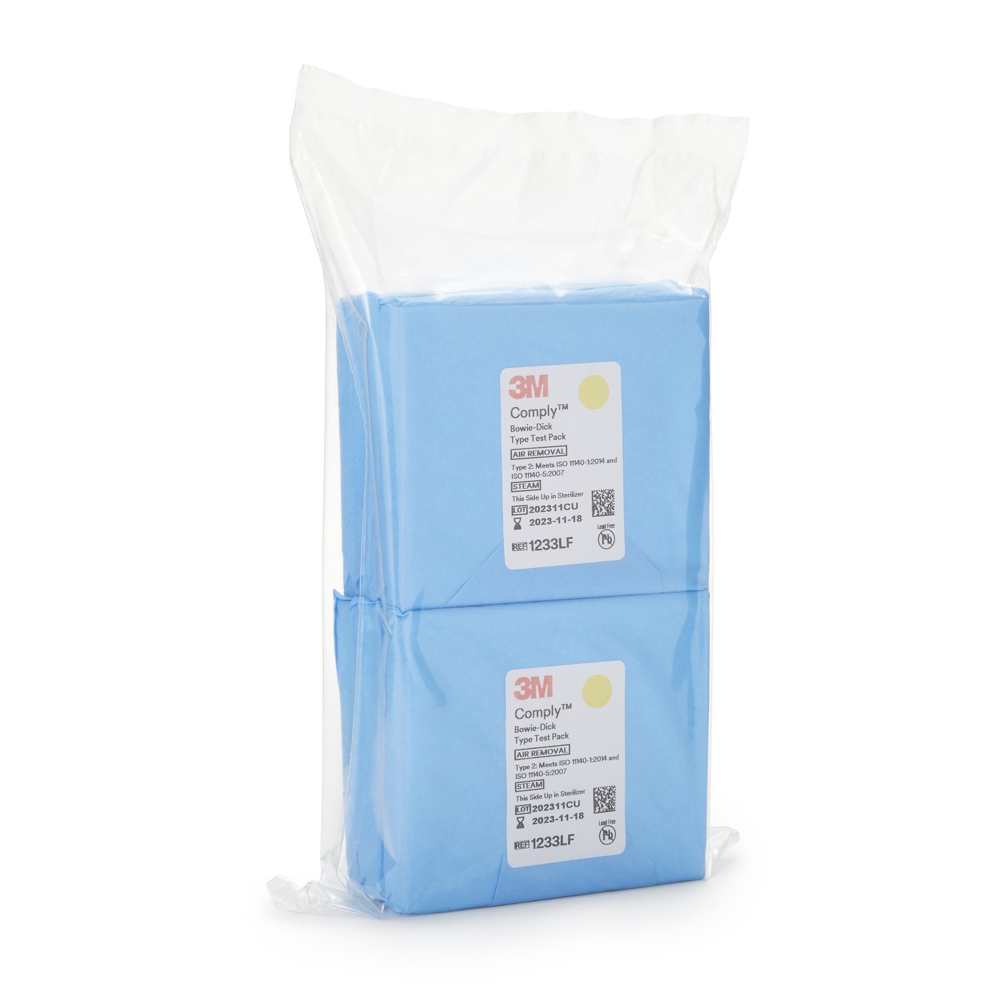 3M Comply Sterilization Bowie-Dick Test Pack, Type 2, Steam, 270° to 273°F, Disposable, Lead-Free (30 Units)