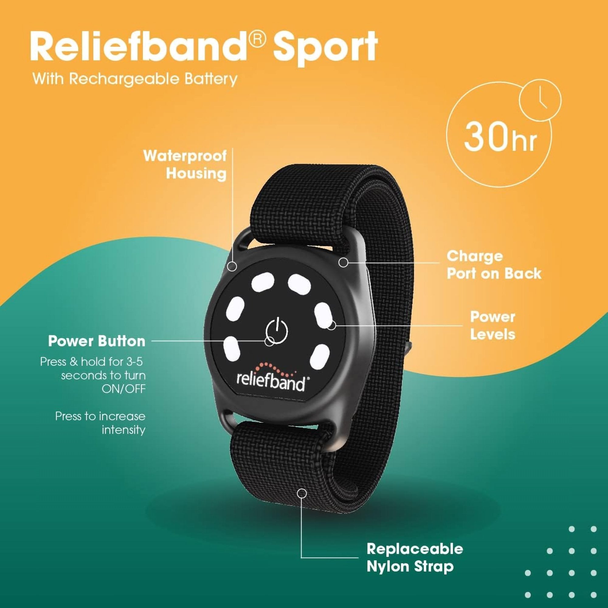 Reliefband® Sport Nausea Relief Wrist Band, Black (1 Unit)