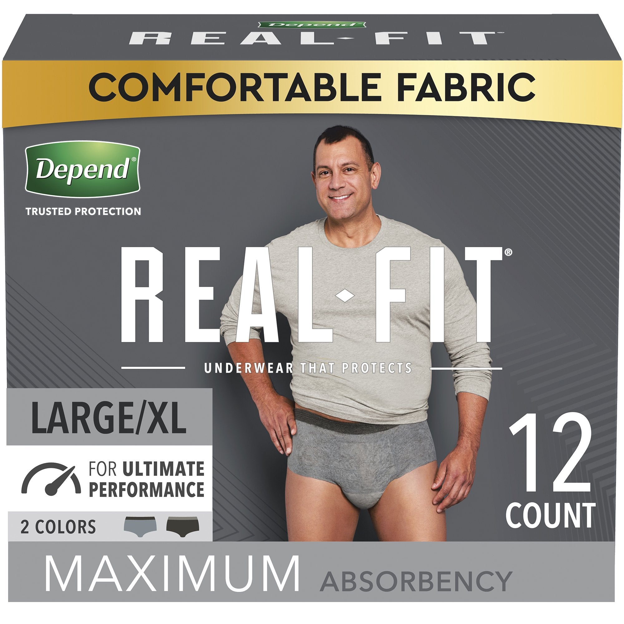 Depend® Real Fit® Maximum Absorbent Underwear, Large / Extra Large (12 Units)