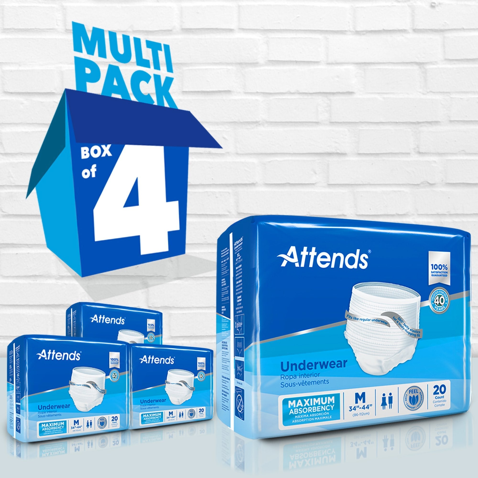 Attends® Extra Absorbency Underwear, Medium (4 Units)