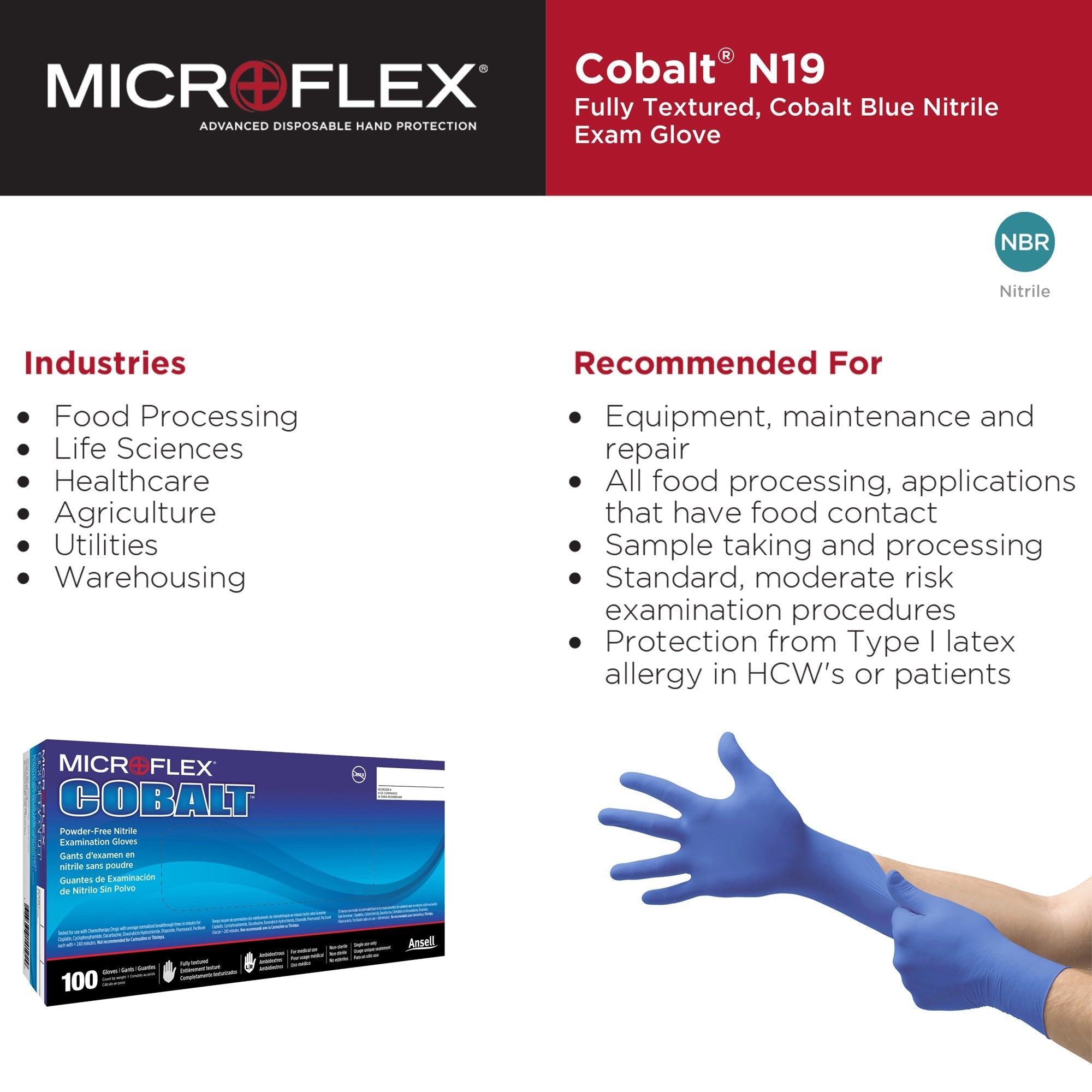 Microflex® Cobalt® Exam Glove, Extra Large, Blue (100 Units)