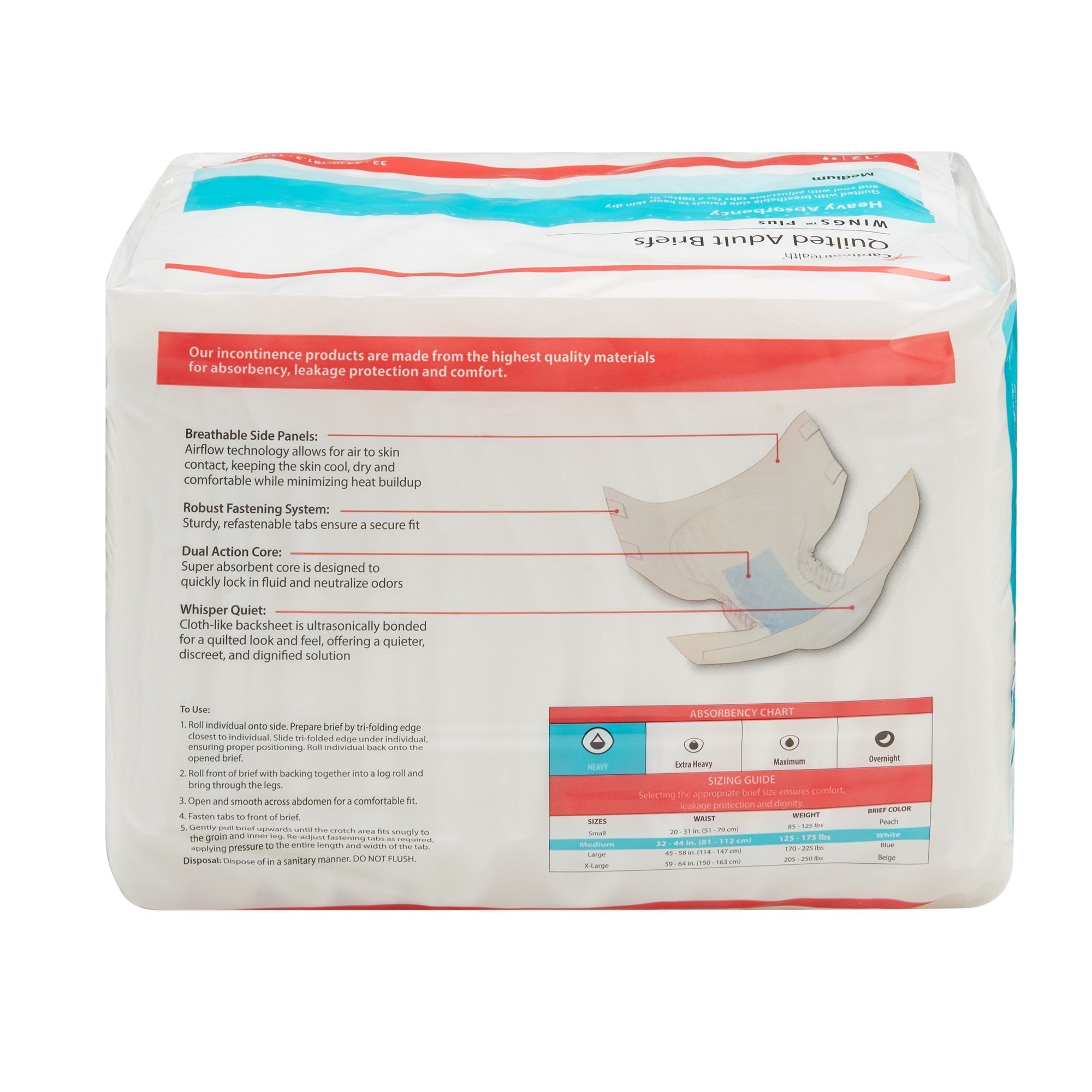 Wings™ Plus Quilted Heavy Absorbency Incontinence Brief, Medium (1 Unit)