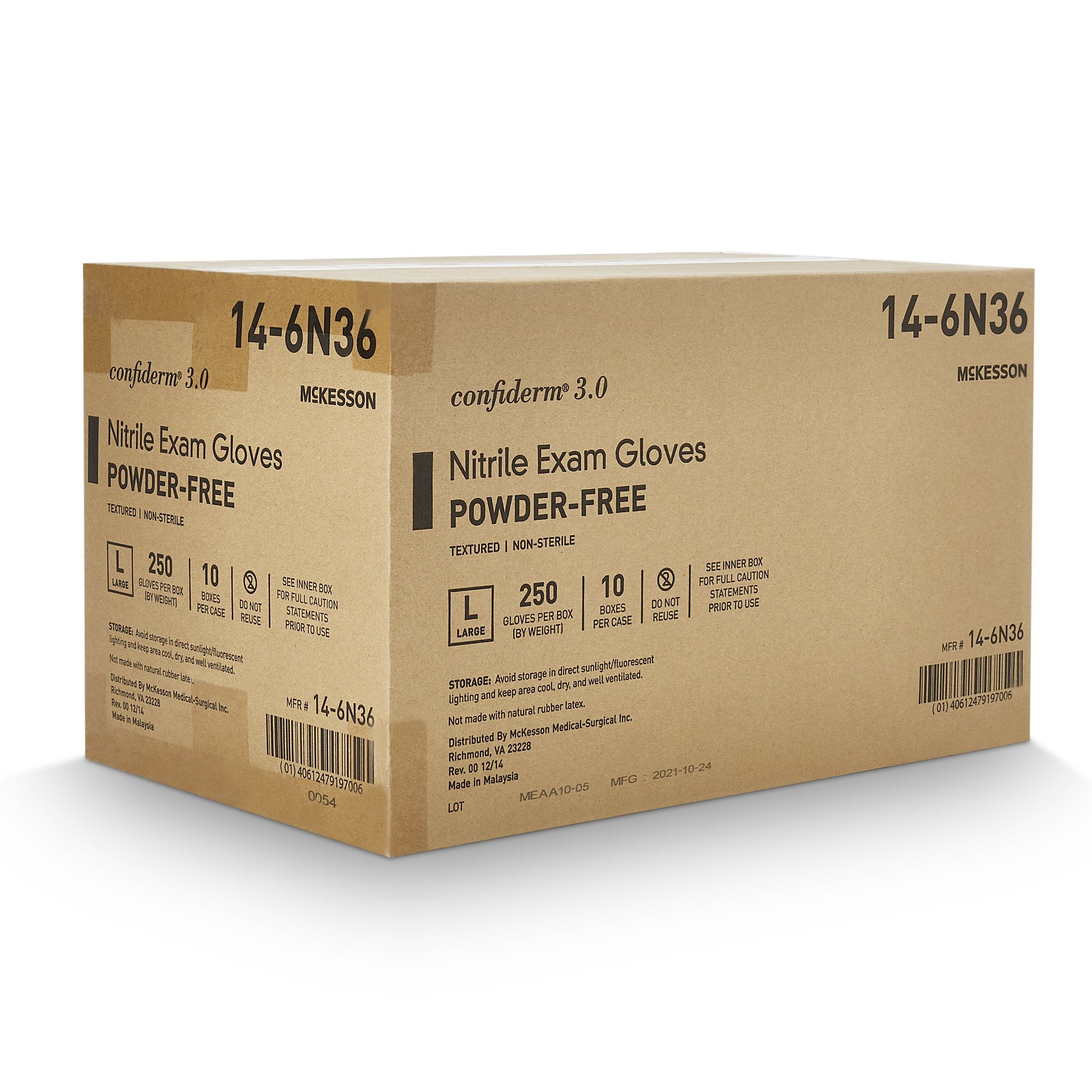 McKesson Confiderm® 3.0 Nitrile Exam Gloves, Large, Blue - Medical Grade
