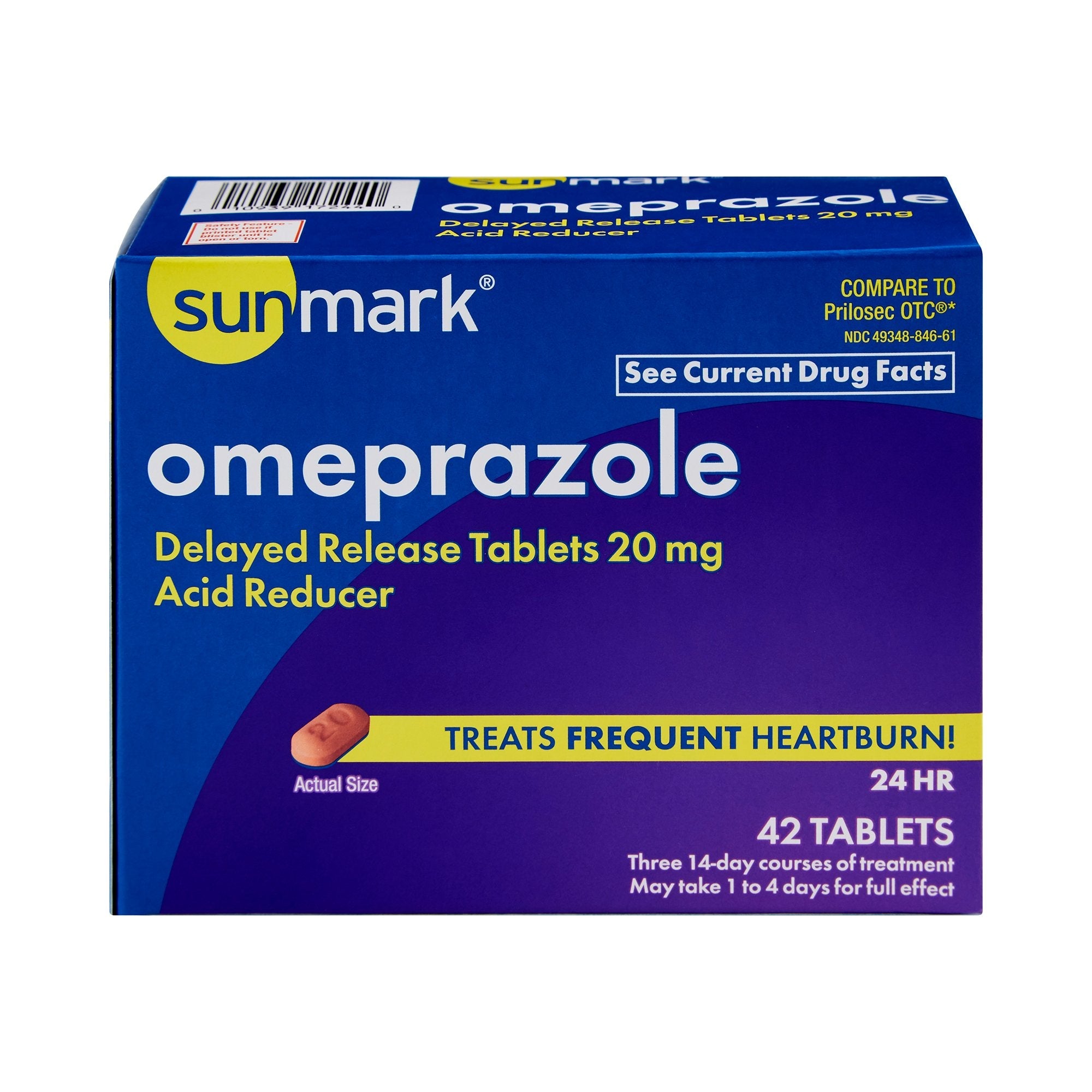 Sunmark® Omeprazole 20mg Delayed-Release Antacid, 42 Tablets