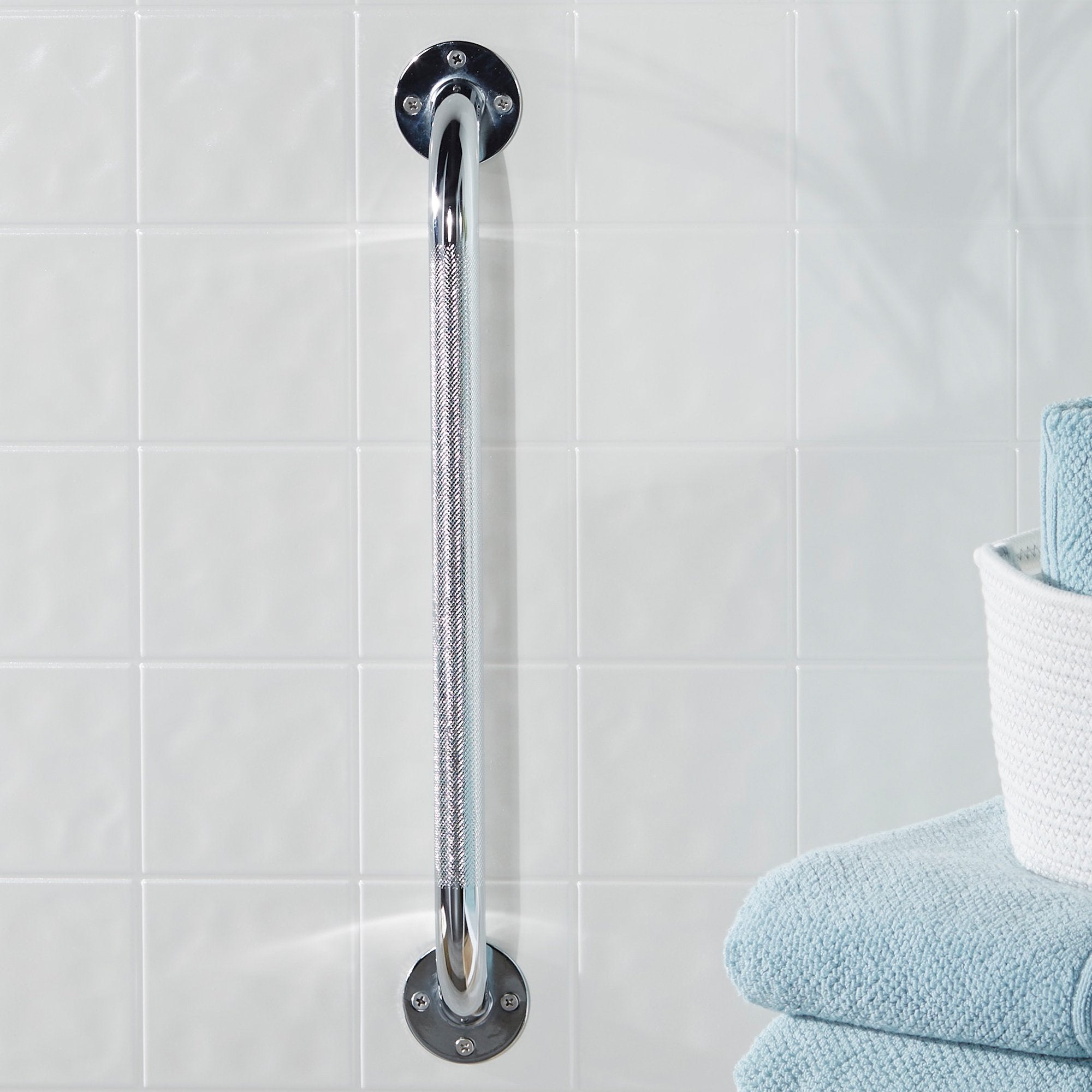 McKesson Wall Grab Bar, Chrome Finish, Knurled Steel (3 Units)
