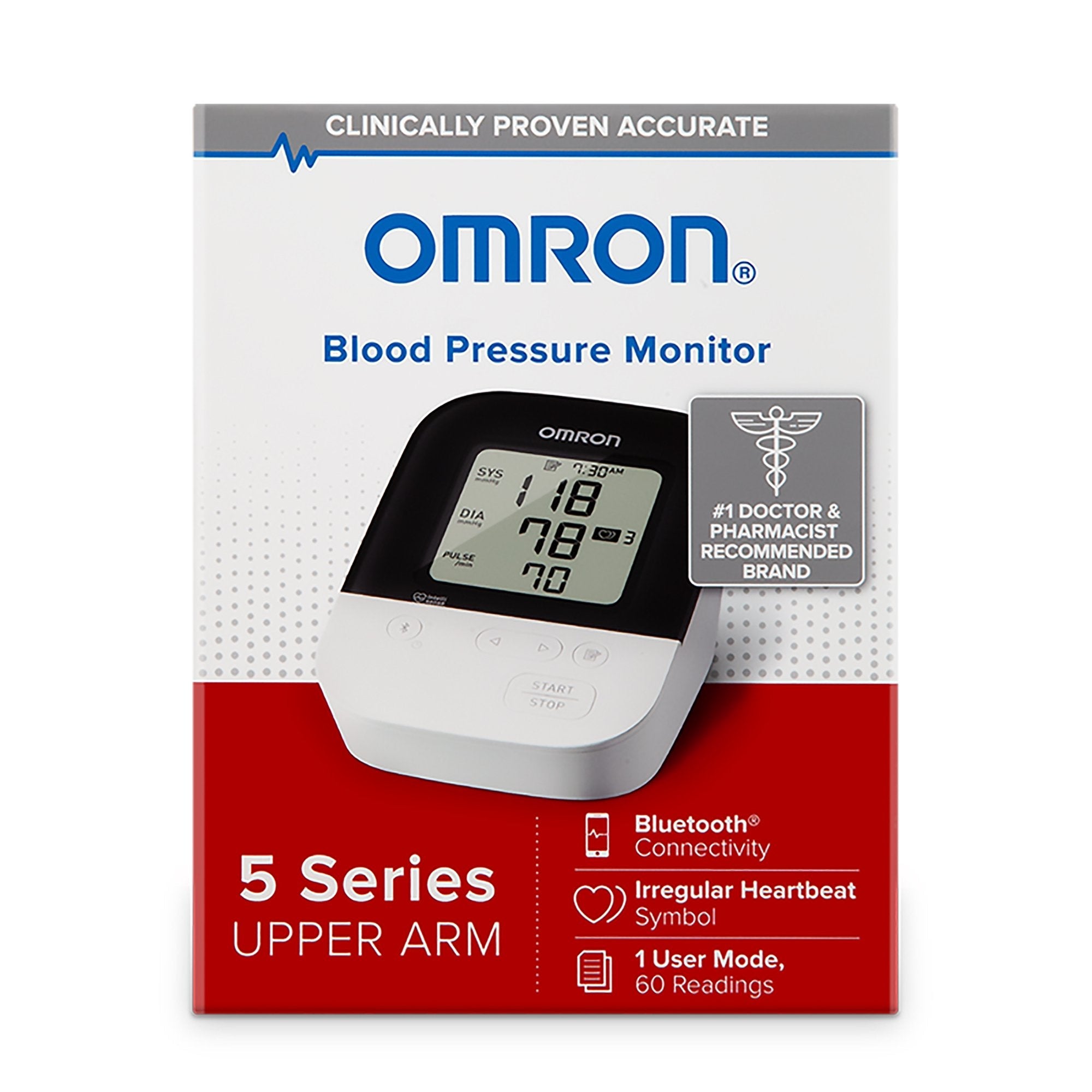 Omron 5 Series Digital Blood Pressure Monitoring Unit, Adult, Large Cuff (1 Unit)