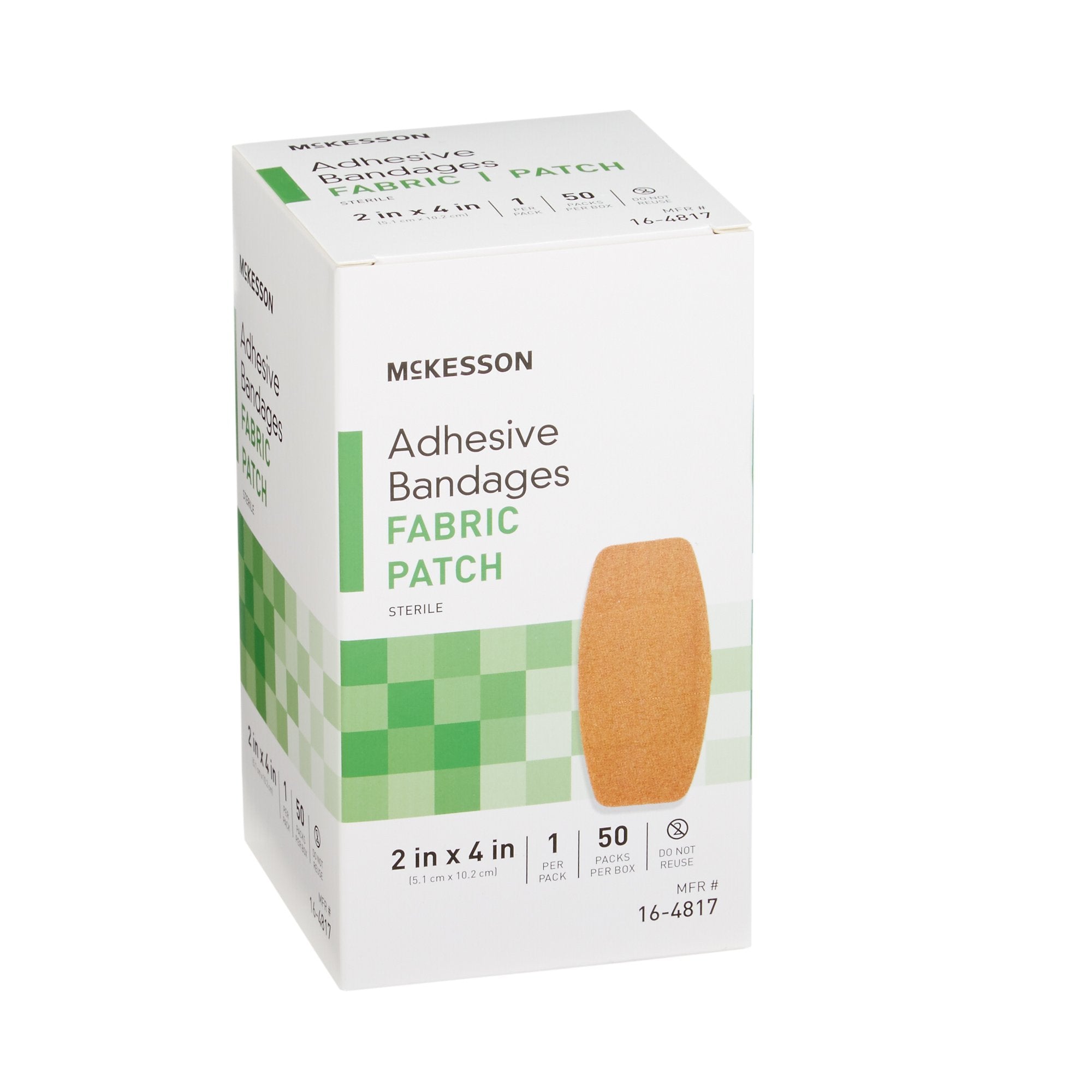 McKesson Tan Fabric Adhesive Strips 2x4" - Sterile Bandages for Wound Care