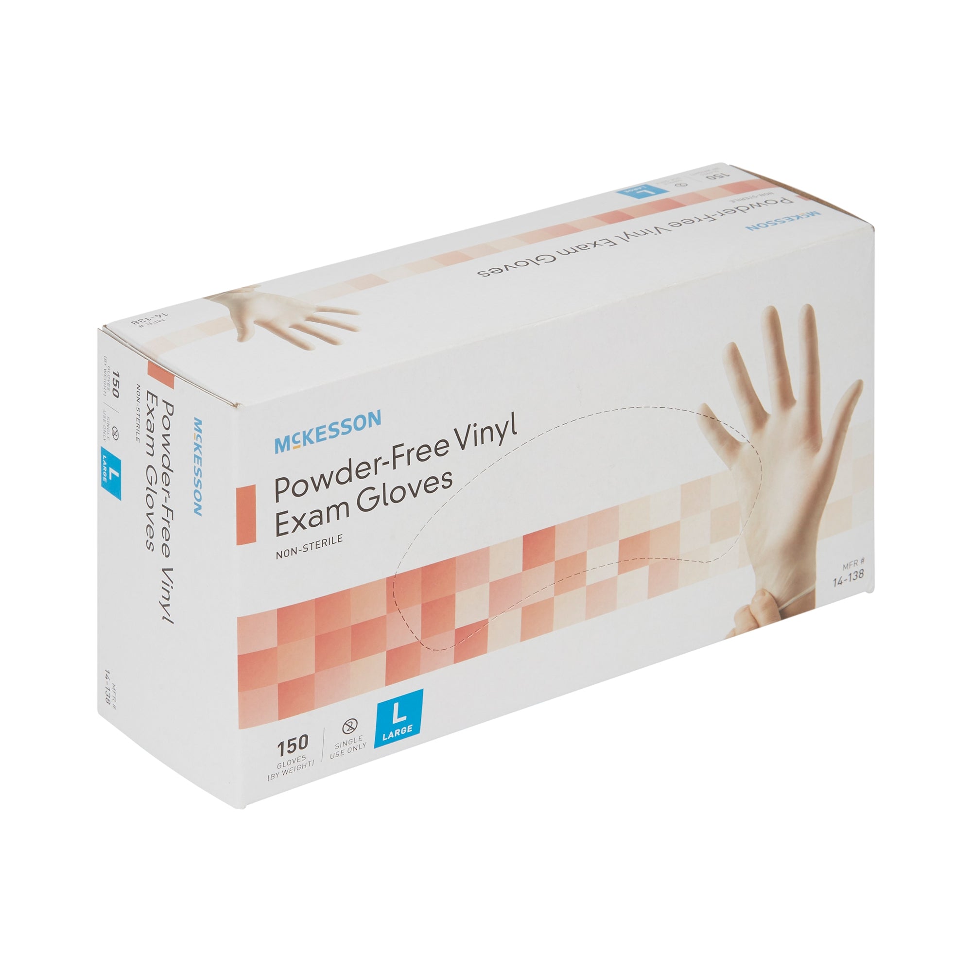 McKesson Large Vinyl Exam Gloves - Clear, Powder-Free (150 Pack)