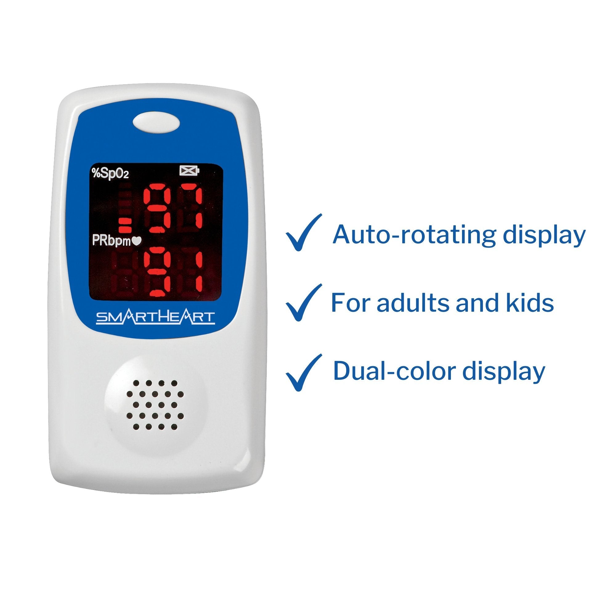 SmartHeart Fingertip Pulse Oximeter, Talking Blood Oxygen Saturation Monitor (1 Unit)