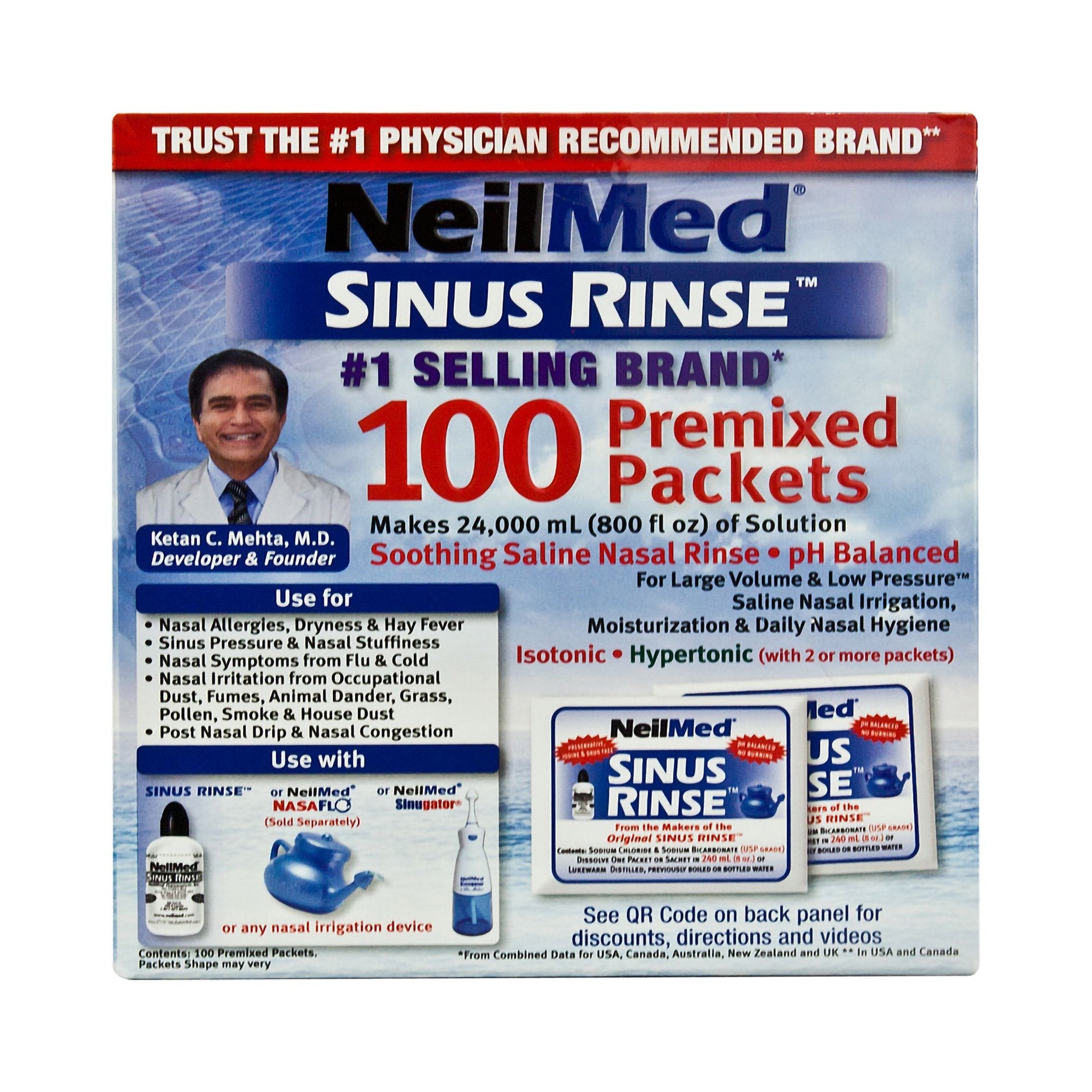 NeilMed® Sinus Rinse™ Saline Nasal Rinse Refill Kit (100 Units)