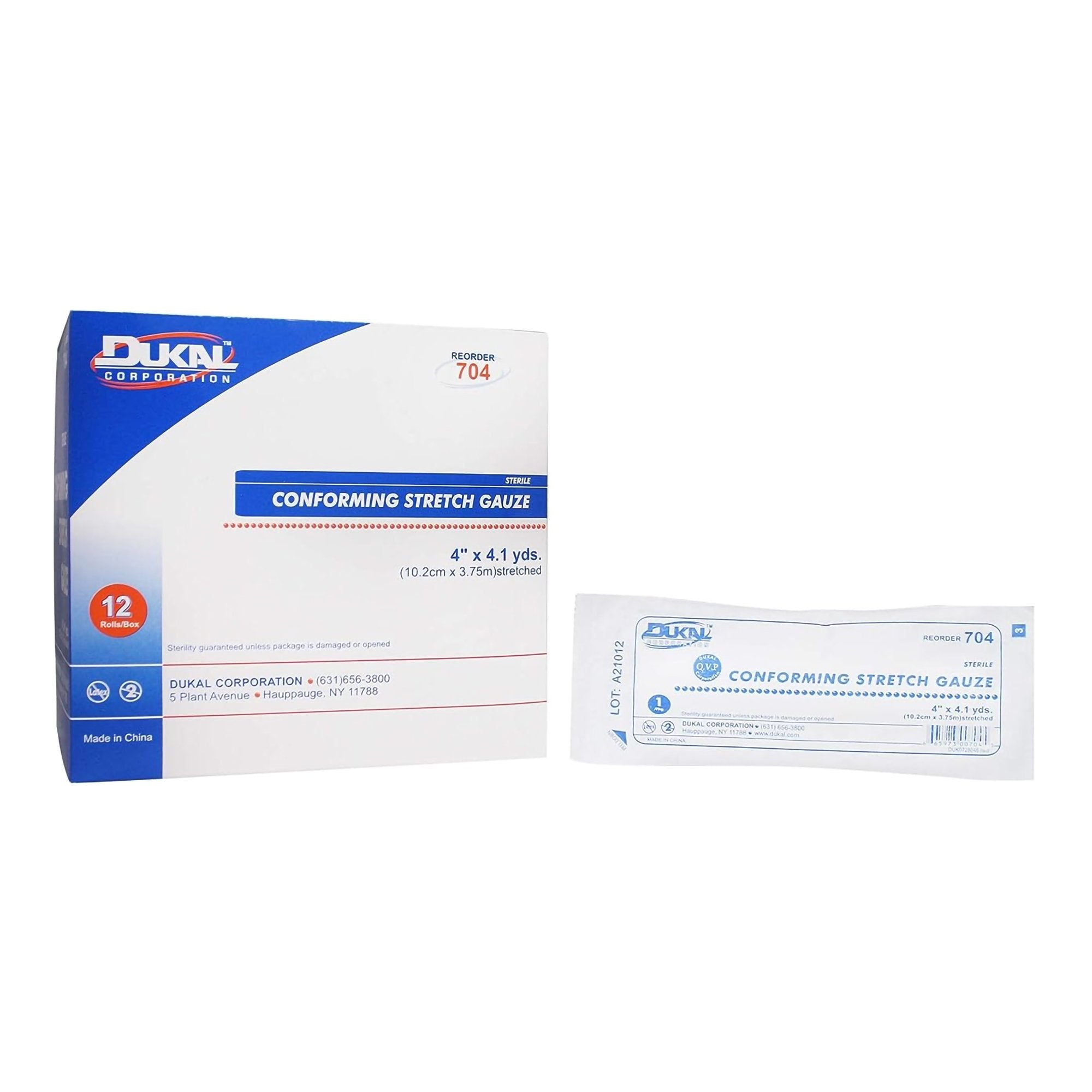 Dukal™ Sterile Conforming Bandage, 4 Inch x 4-1/10 Yard (12 Units)