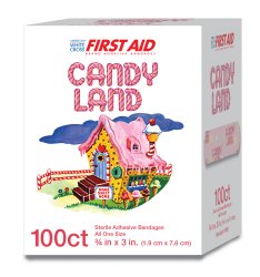 American® White Cross Stat Strip® Candy Land Adhesive Strip, ¾ x 3 Inch (100 Units)