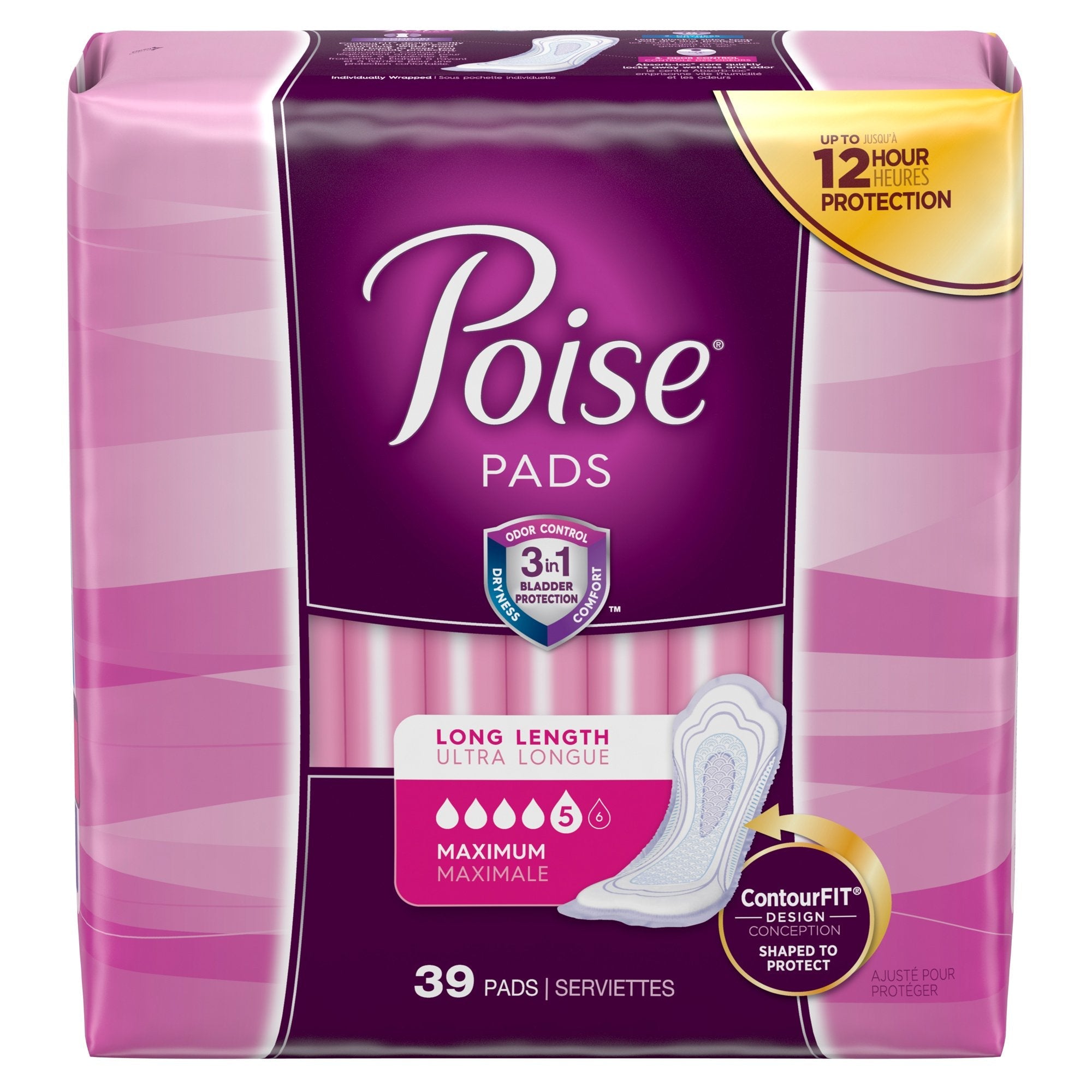 Poise® Maximum Bladder Control Pad, 14.6 Inch Length (39 Units)