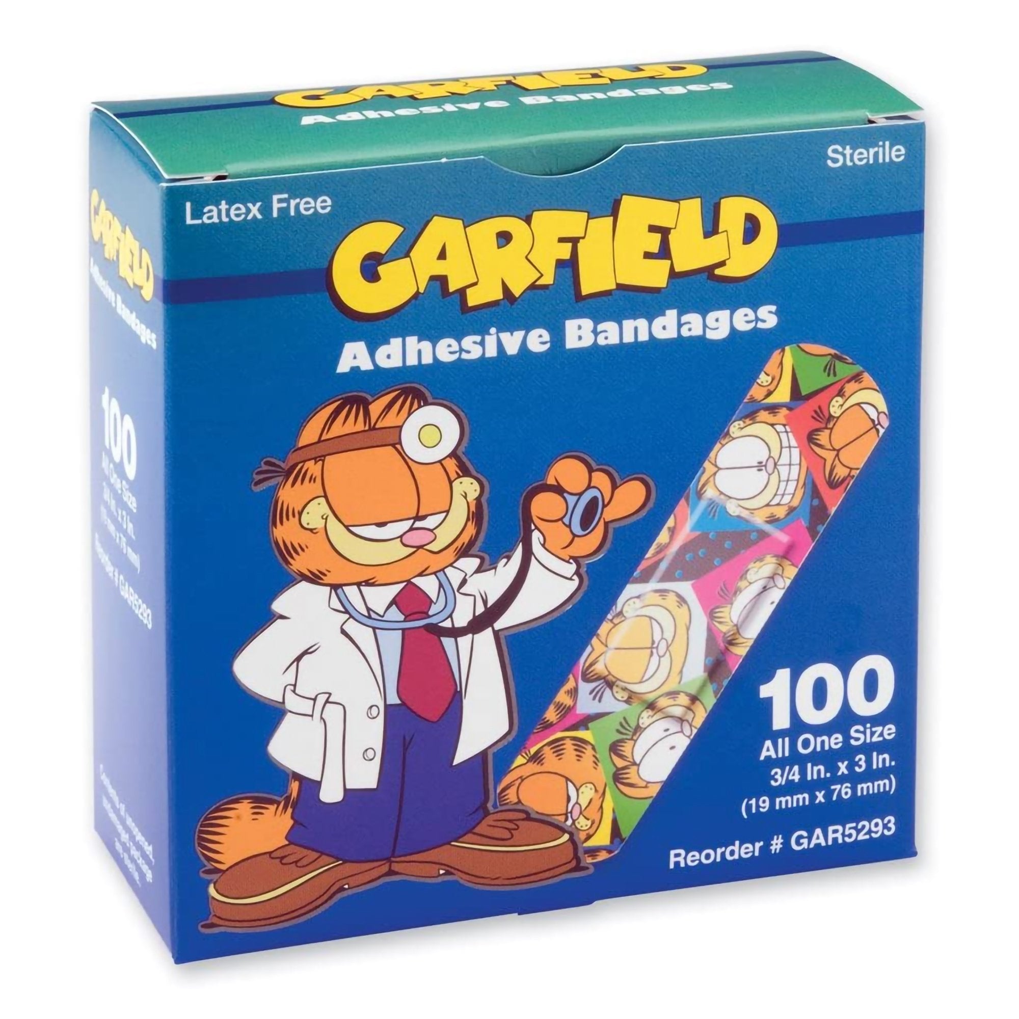 ASO Kid Design (Garfield) Adhesive Strip, 3/4 x 3 Inch (100 Units)