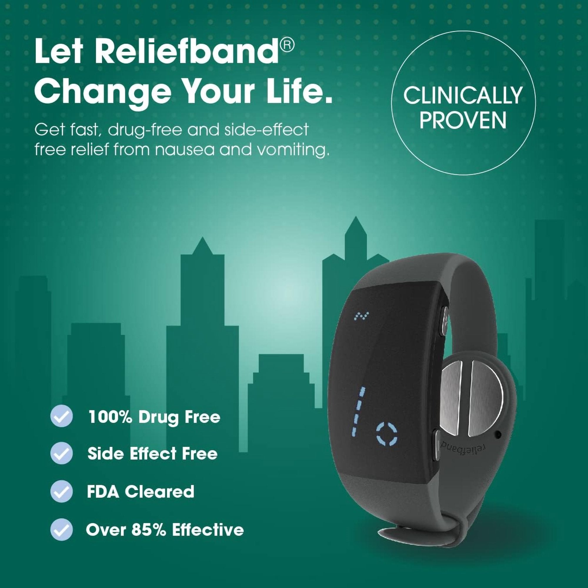 Reliefband® Premier Nausea Relief Wrist Band, Charcoal (1 Unit)