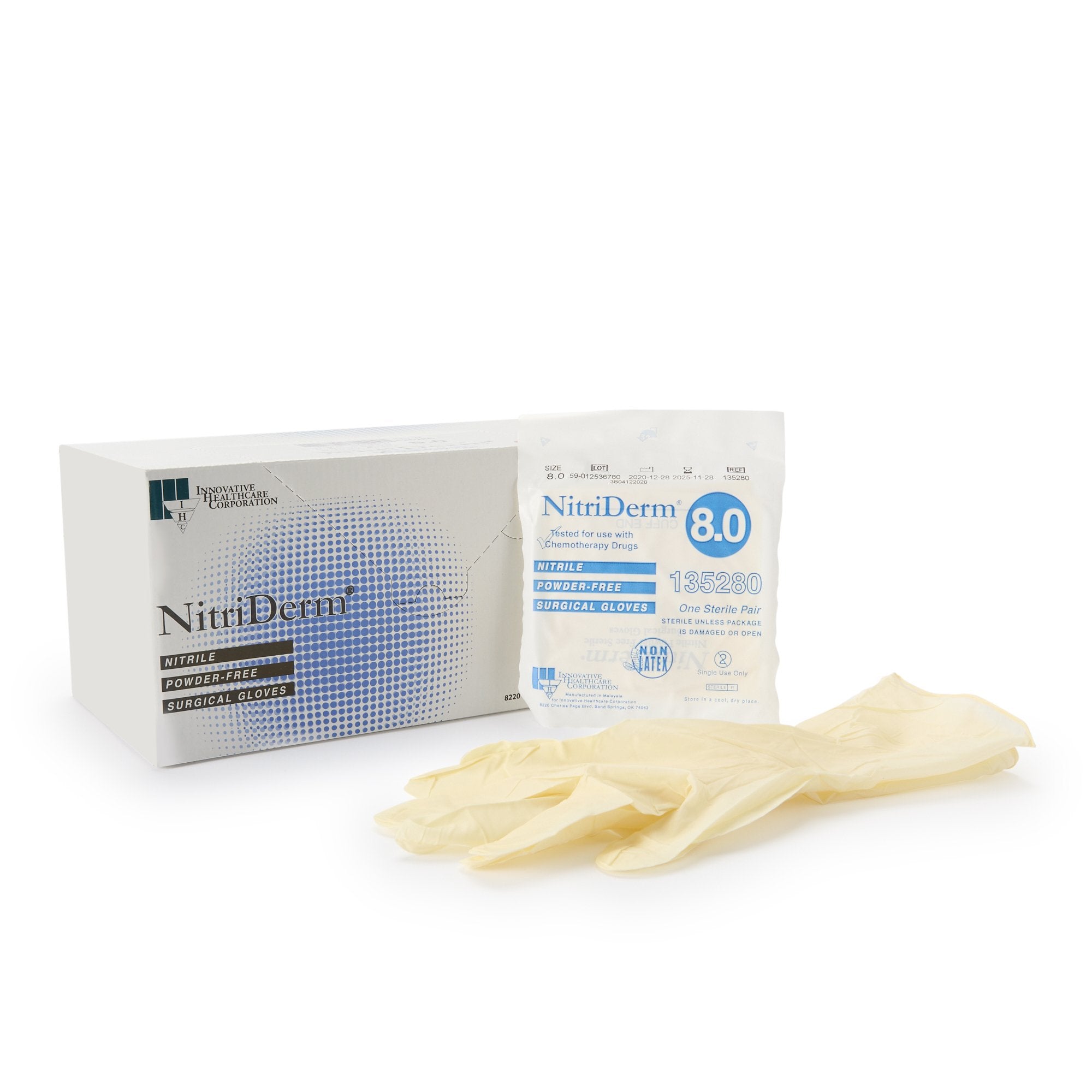 NitriDerm® Nitrile Surgical Glove, Size 8, White (200 Units)