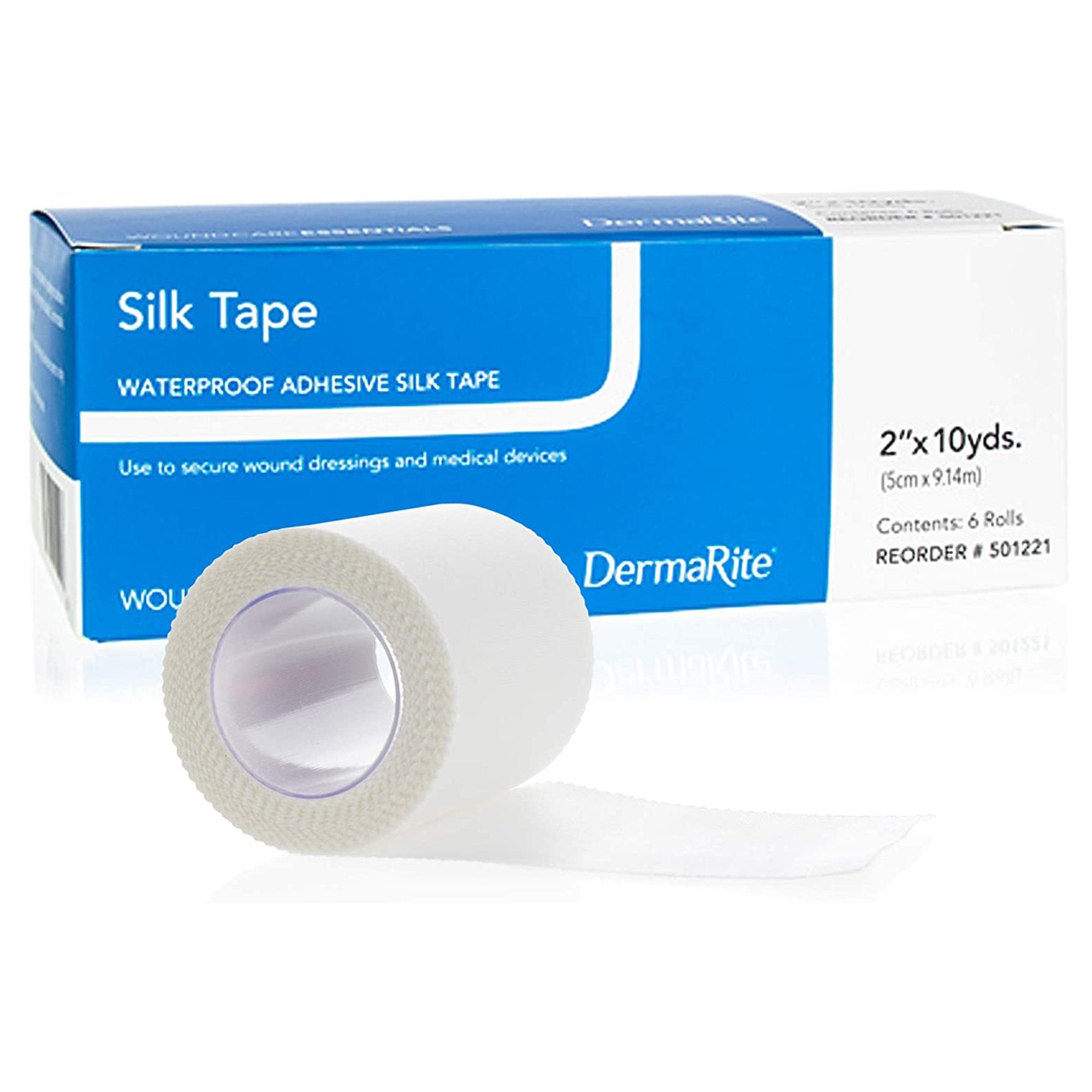 Silk Tape Silk-Like Cloth Medical Tape, 2 Inch x 10 Yard, White (6 Units)