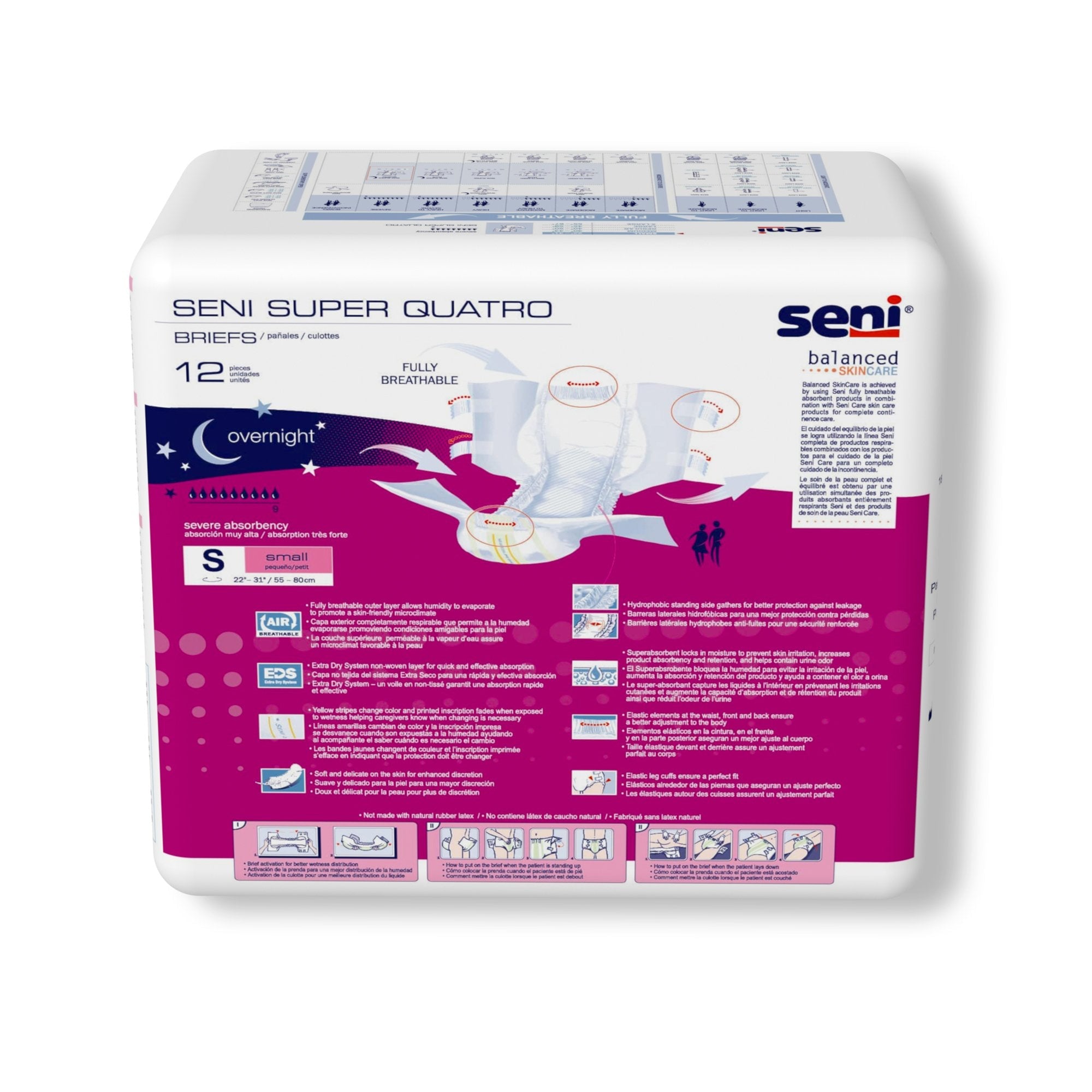 Seni® Super Quatro Severe Absorbency Incontinence Brief, Small (12 Units)