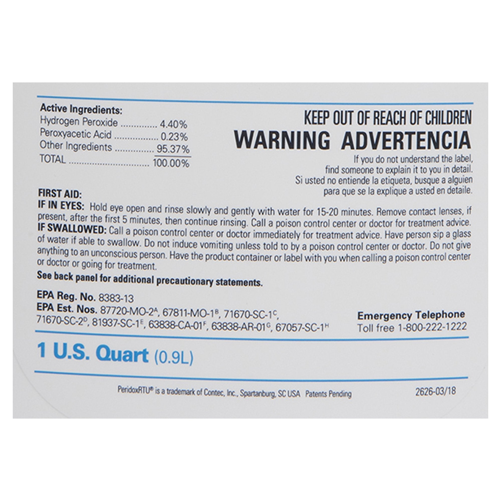 PeridoxRTU® Sporicidal Peroxide Based Surface Disinfectant Cleaner, 32 oz. Bottle (6 Units)