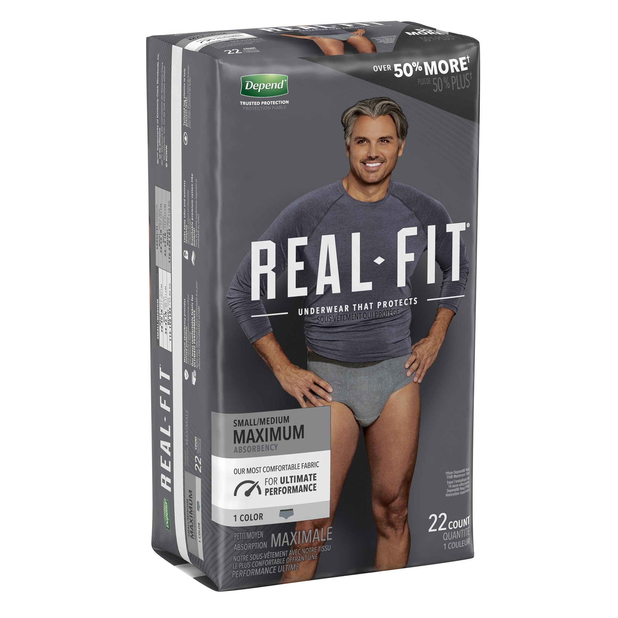 Depend® Real Fit® Maximum Absorbent Underwear, Small / Medium, 22 per Package (22 Units)