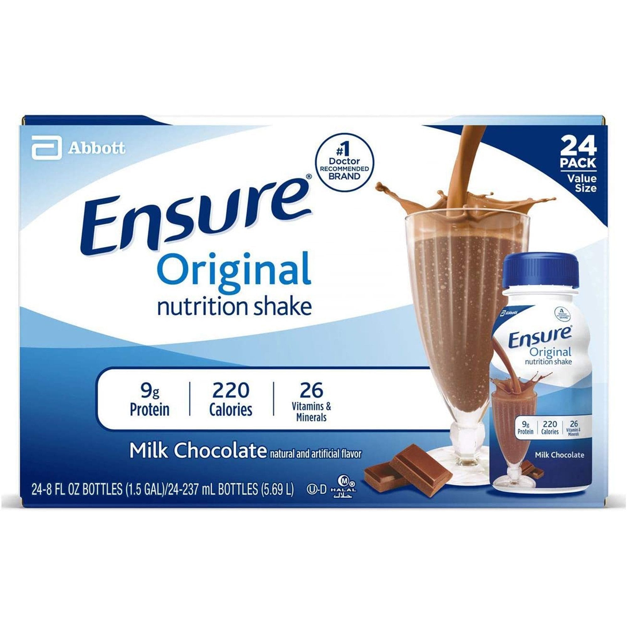 Ensure® Original Nutrition Shake, Chocolate, 8-ounce bottle (6 Units)