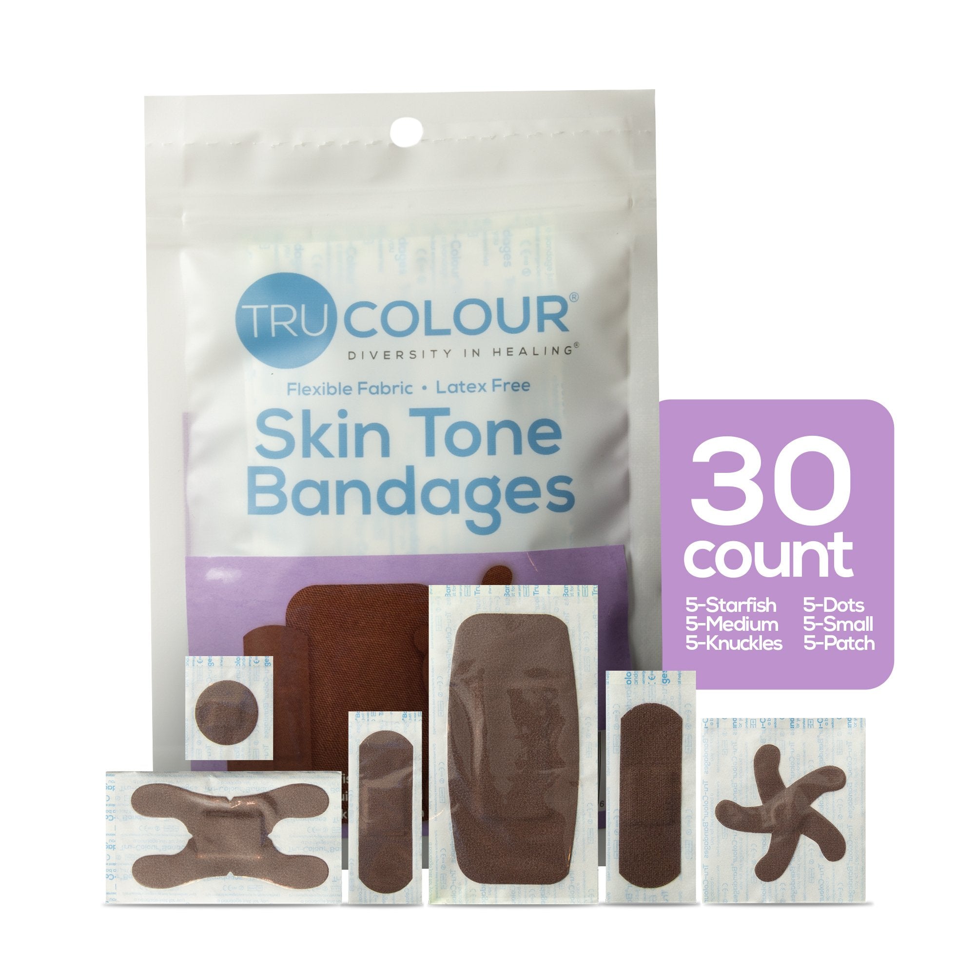 TruColour® Dark Brown Adhesive Strips, Assorted Shapes and Sizes (1500 Units)